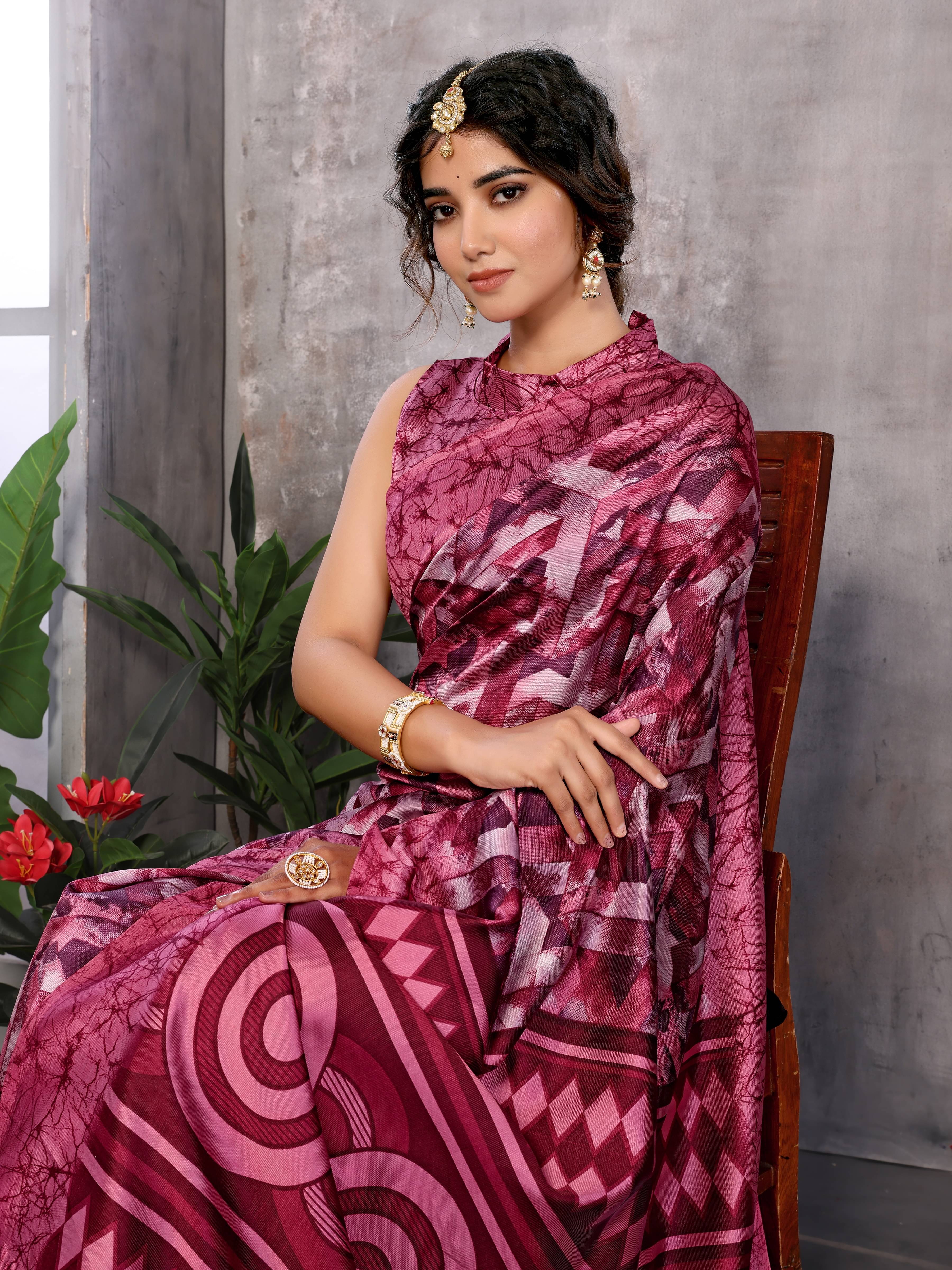    			Yashika Art Silk Printed Saree With Unstitched Blouse Piece ( Purple )