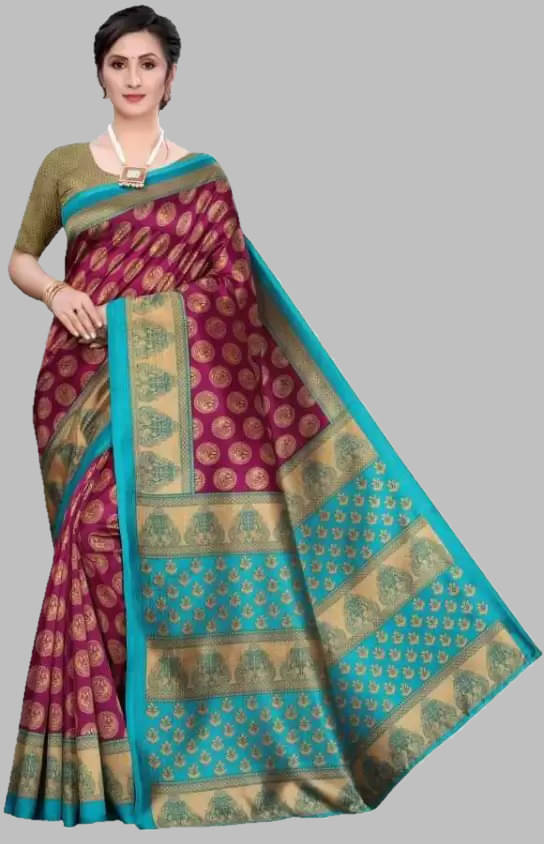 Yashika Art Silk Printed Saree With Unstitched Blouse Piece ( Purple ) Yashika Art Silk Printed Saree With Unstitched Blouse Piece ( Purple )