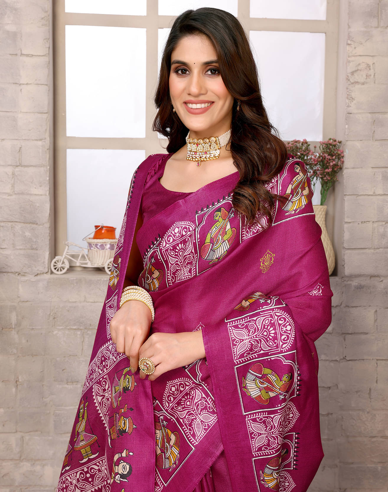 Yashika Art Silk Printed Saree With Unstitched Blouse Piece ( Purple ) Yashika Art Silk Printed Saree With Unstitched Blouse Piece ( Purple )