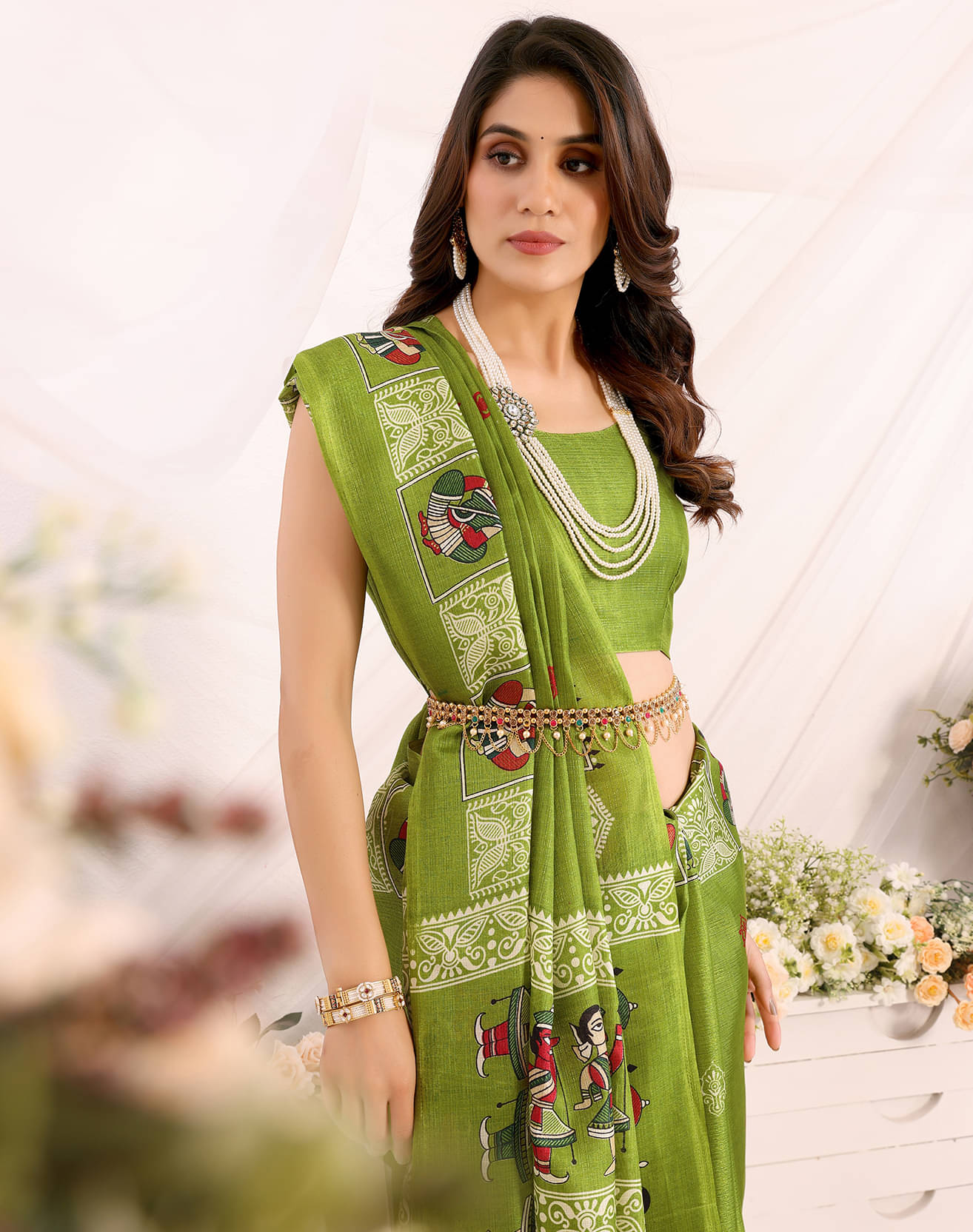 Yashika Art Silk Printed Saree With Unstitched Blouse Piece ( Green ) Yashika Art Silk Printed Saree With Unstitched Blouse Piece ( Green )