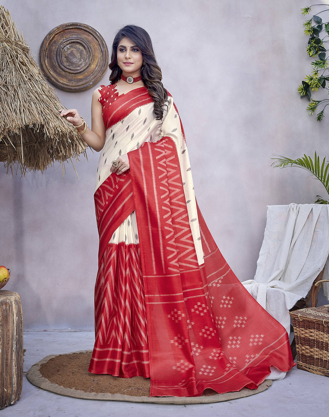 Yashika Art Silk Printed Saree With Unstitched Blouse Piece ( Red ) Yashika Art Silk Printed Saree With Unstitched Blouse Piece ( Red )