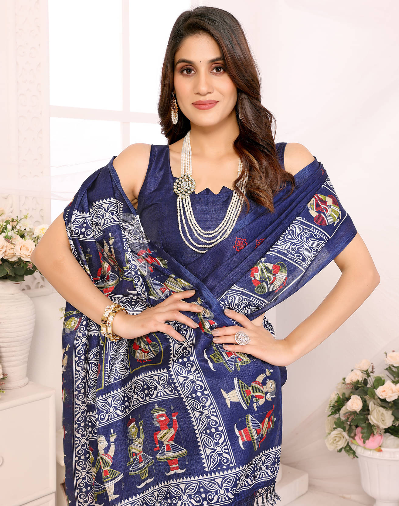 Yashika Art Silk Printed Saree With Unstitched Blouse Piece ( Blue ) Yashika Art Silk Printed Saree With Unstitched Blouse Piece ( Blue )