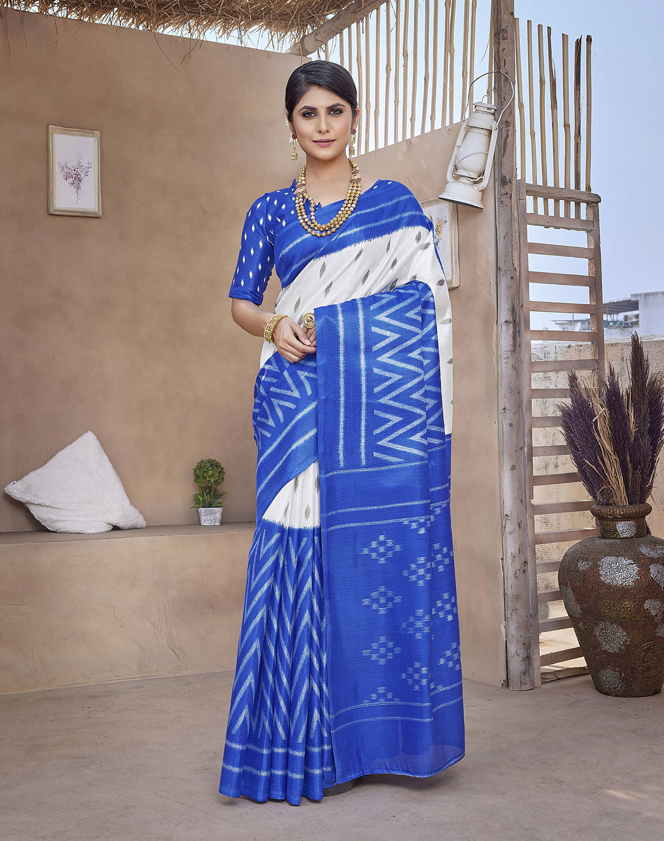 Yashika Art Silk Printed Saree With Unstitched Blouse Piece ( Blue ) Yashika Art Silk Printed Saree With Unstitched Blouse Piece ( Blue )