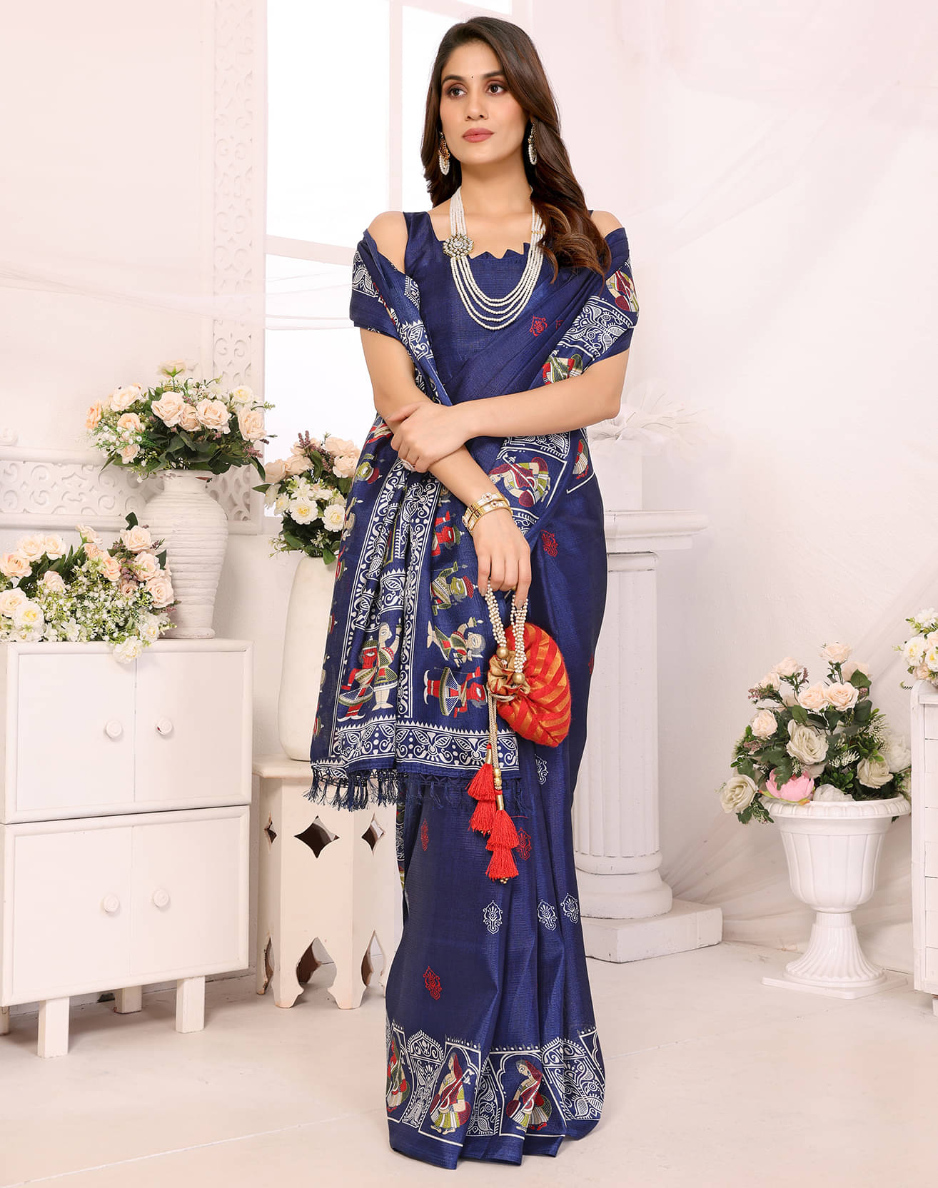     			Yashika Art Silk Printed Saree With Unstitched Blouse Piece ( Blue )