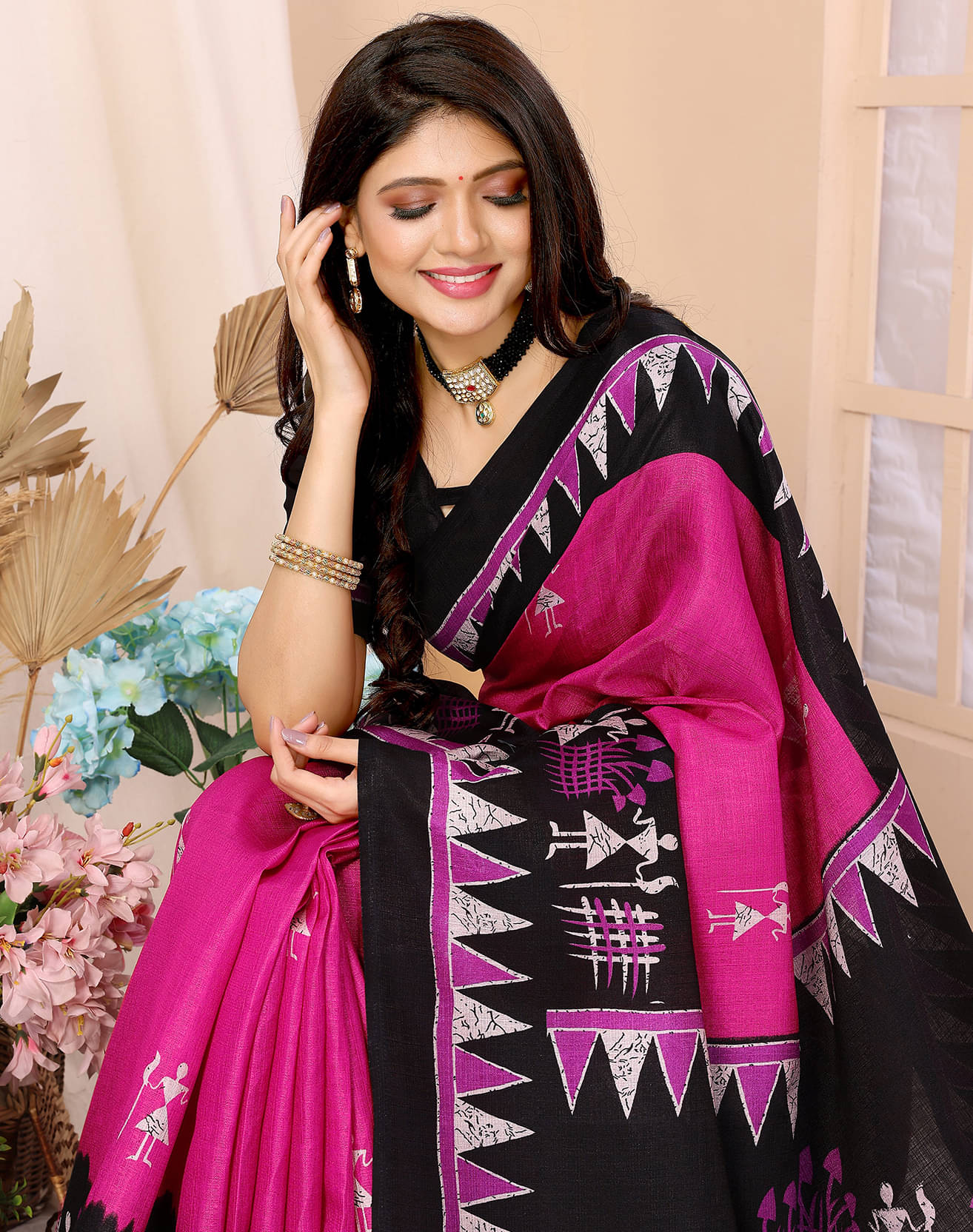 Yashika Art Silk Printed Saree With Unstitched Blouse Piece ( Pink ) Yashika Art Silk Printed Saree With Unstitched Blouse Piece ( Pink )