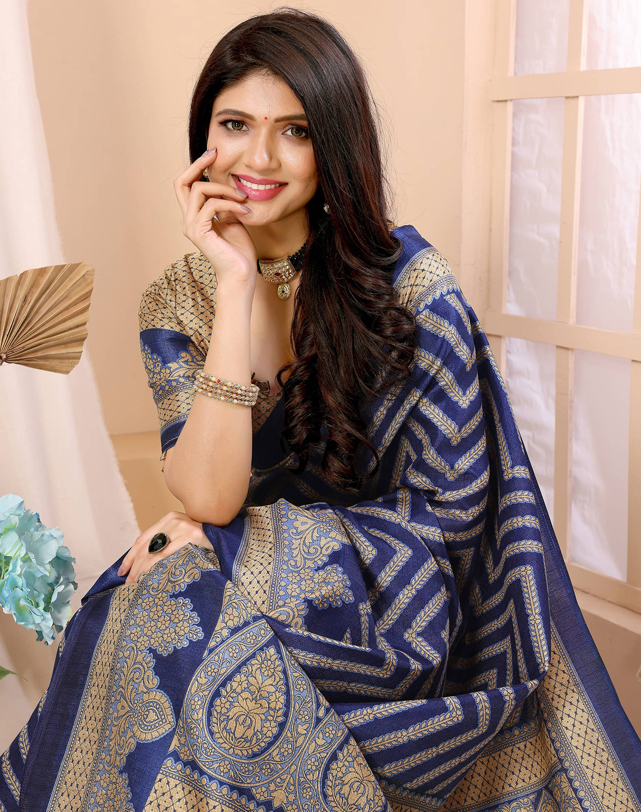    			Yashika Art Silk Printed Saree With Unstitched Blouse Piece ( Blue )