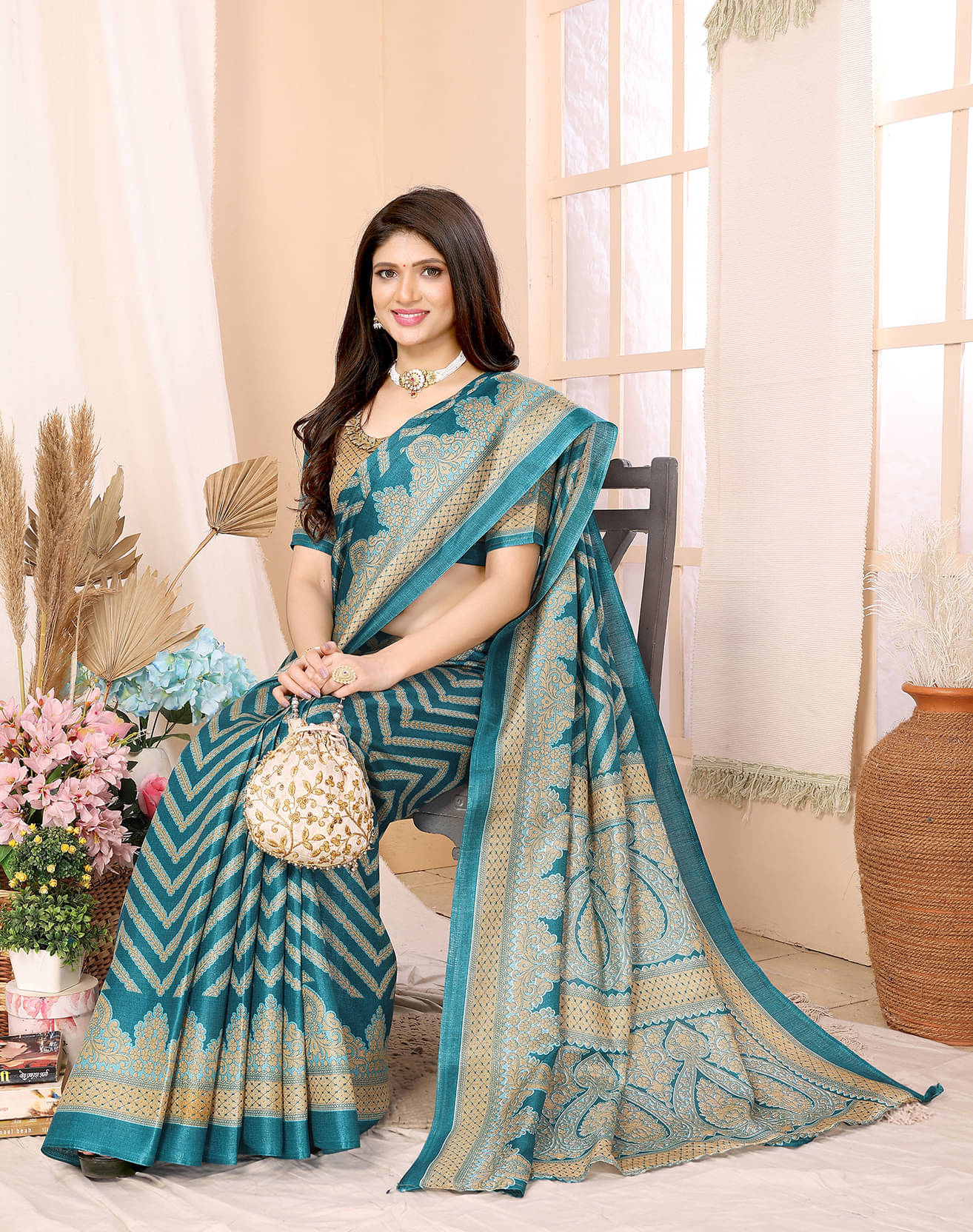 Yashika Art Silk Printed Saree With Unstitched Blouse Piece ( Blue ) Yashika Art Silk Printed Saree With Unstitched Blouse Piece ( Blue )