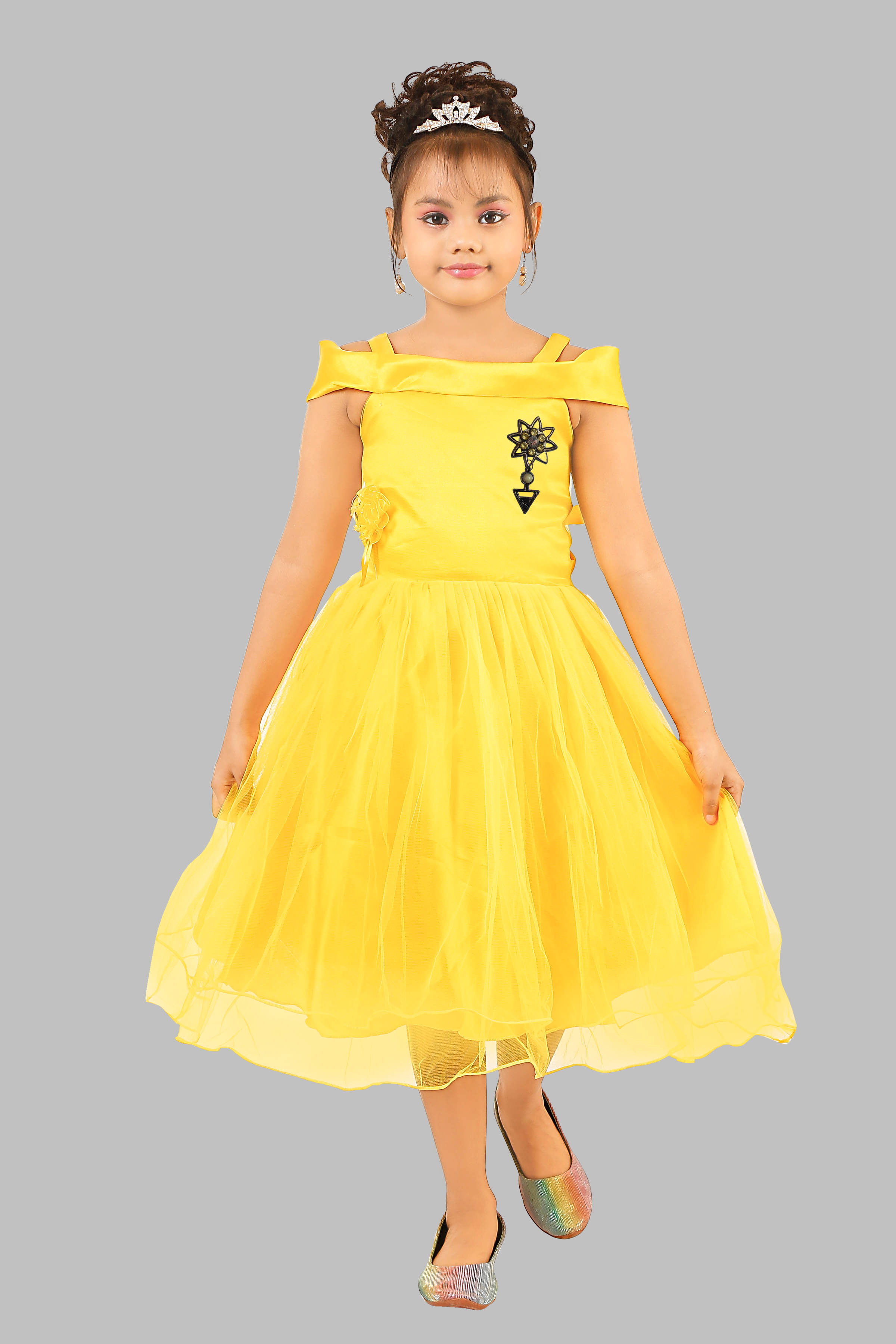 fessist Net Frock For Girls ( Pack of 1 , Yellow ) fessist Net Frock For Girls ( Pack of 1 , Yellow )
