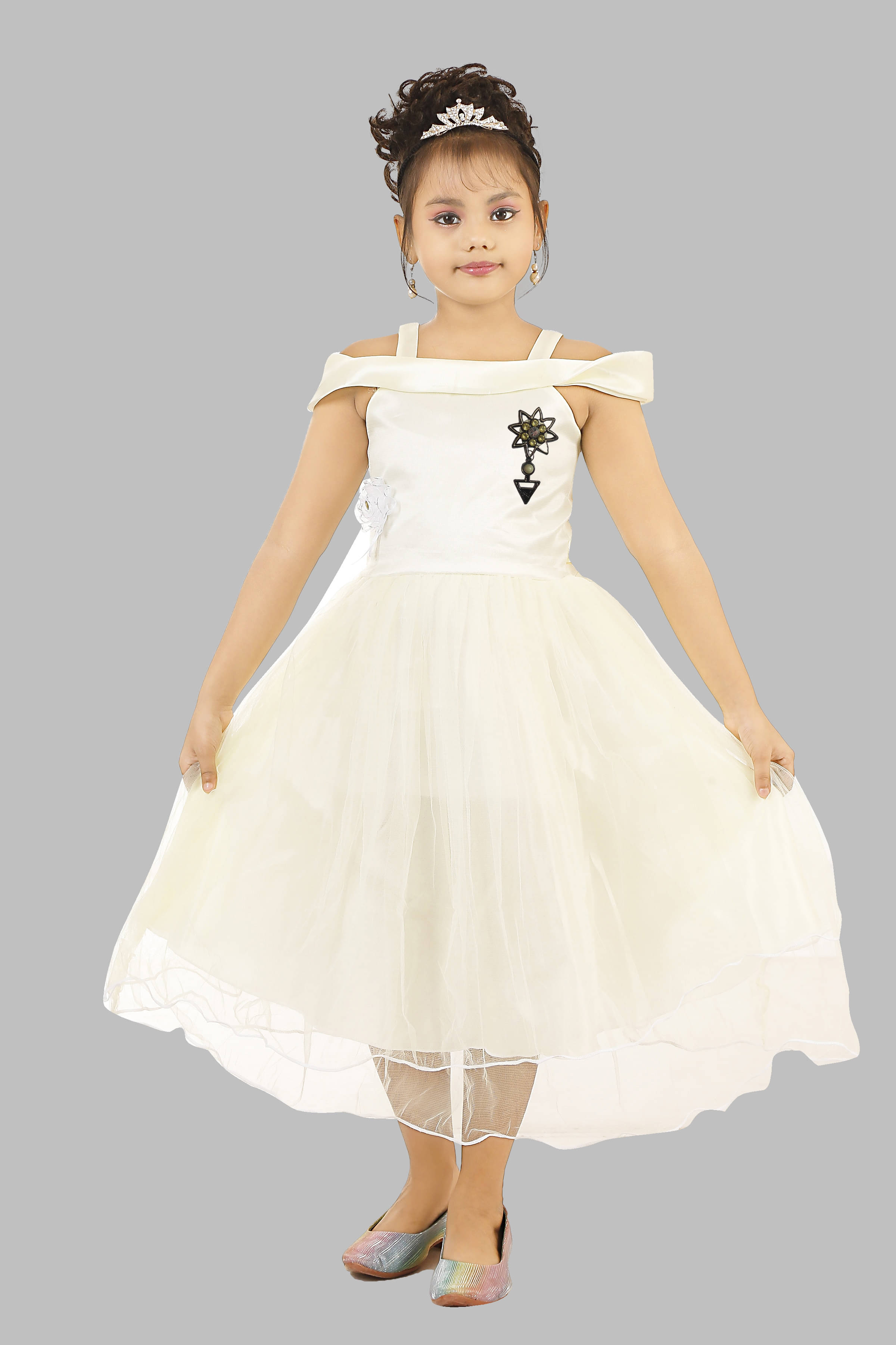 fessist Net Frock For Girls ( Pack of 1 , White ) fessist Net Frock For Girls ( Pack of 1 , White )