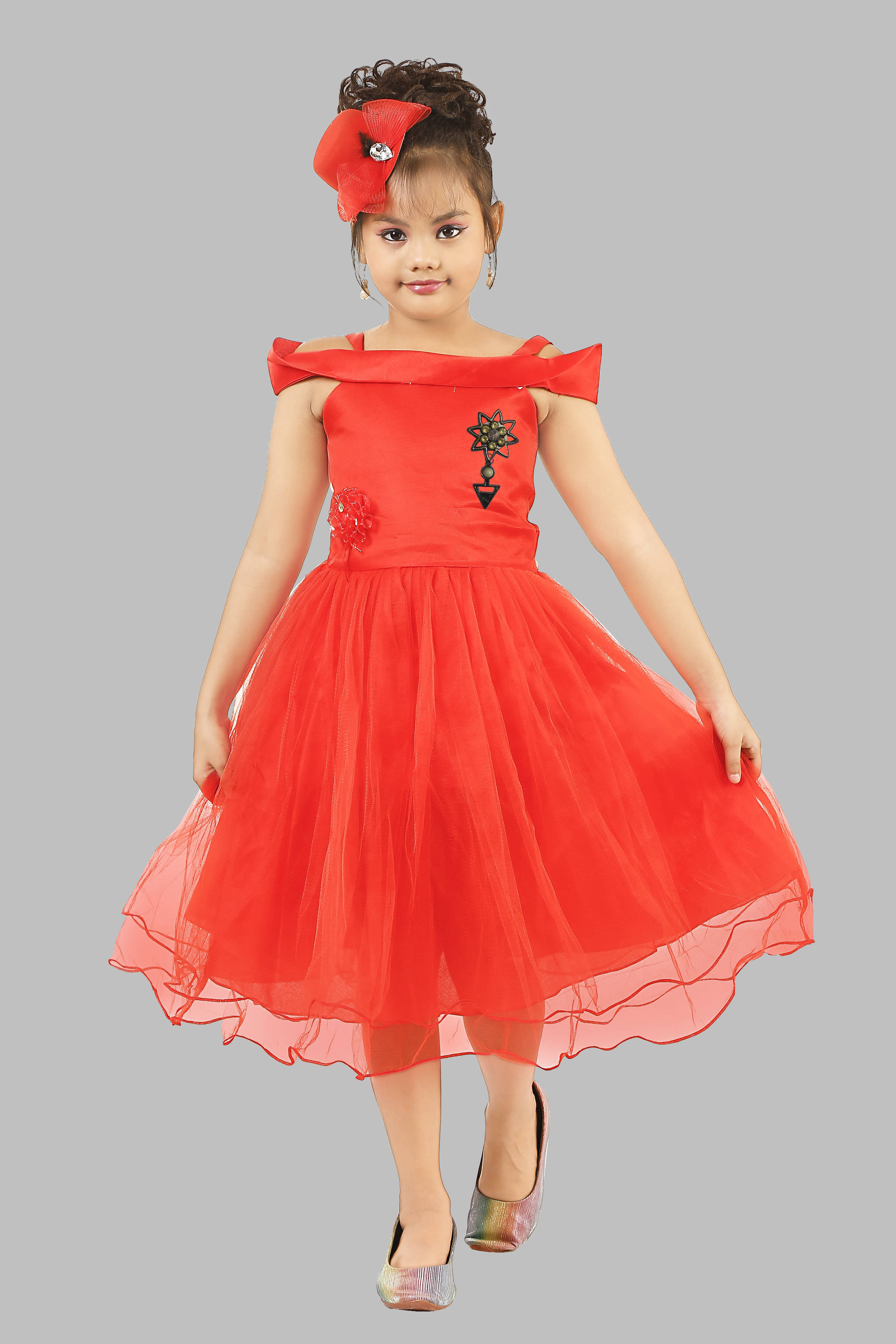 fessist Net Frock For Girls ( Pack of 1 , Red ) fessist Net Frock For Girls ( Pack of 1 , Red )