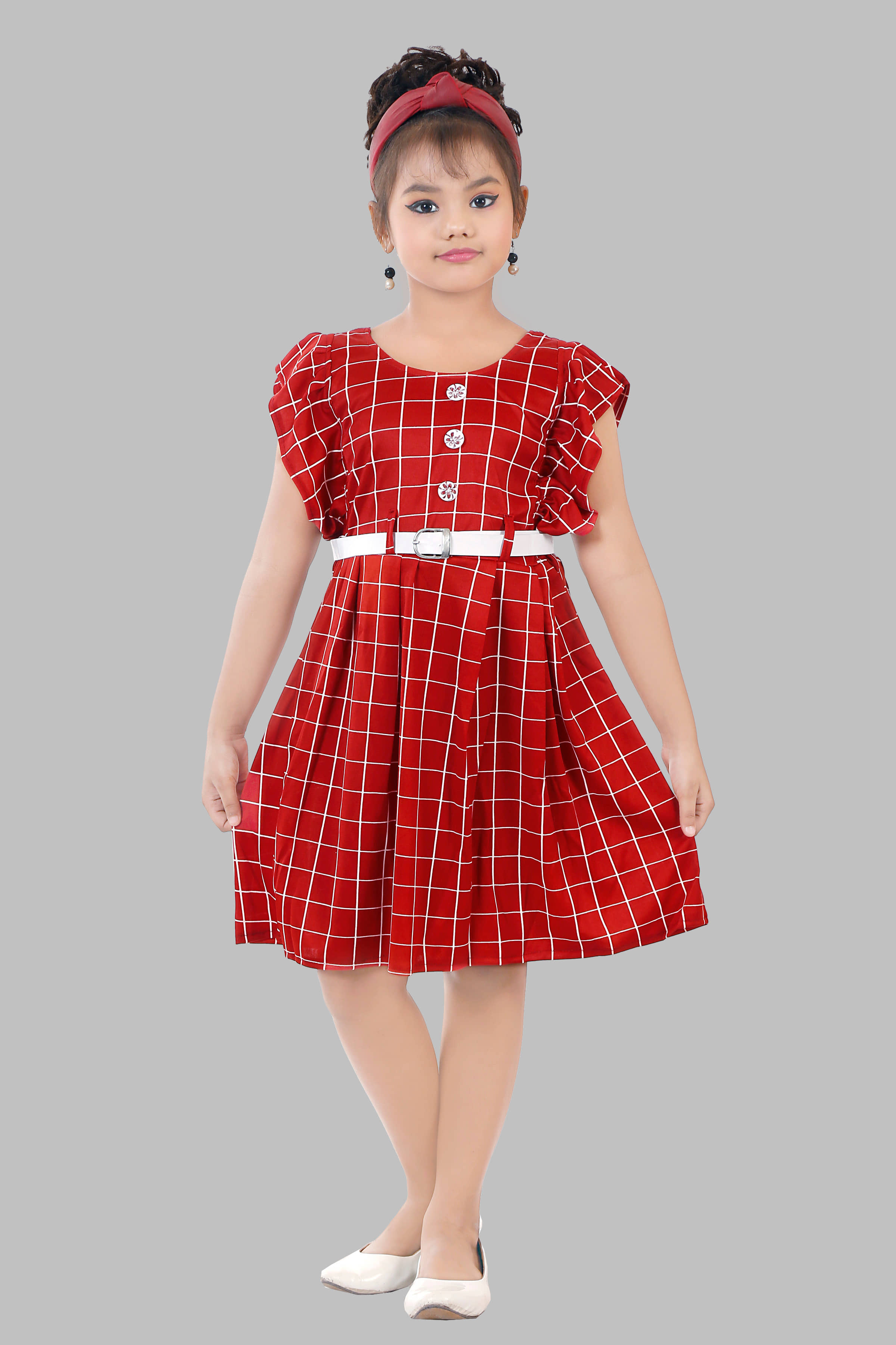 fessist Polyester Frock For Girls ( Pack of 1 , Maroon )