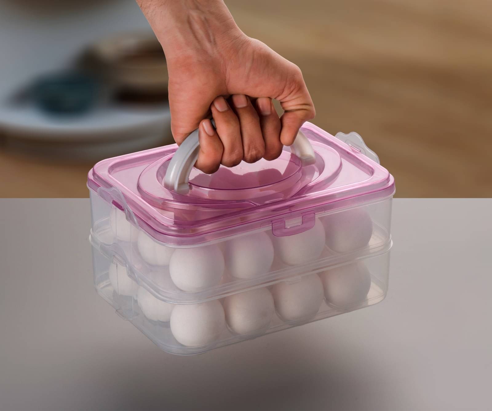2 Layer Plastic Egg Refrigerator Storage Tray Stackable/ Egg Storage Containers For Fridge AND Kitchen Egg Storage Basket With Carry Holder (pack of 1,pink) 2 Layer Plastic Egg Refrigerator Storage Tray Stackable/ Egg Storage Containers For Fridge AND Kitchen Egg Storage Basket With Carry Holder (pack of 1,pink)