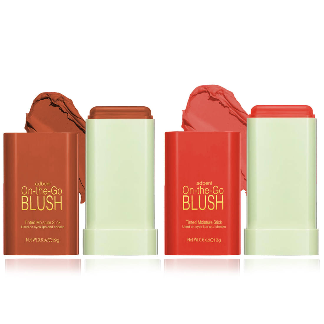     			Adbeni 2pc Tinted Moist on Eye,Lip & Cheek Balm Blush BEACH GLOW-RED Multi 60 g