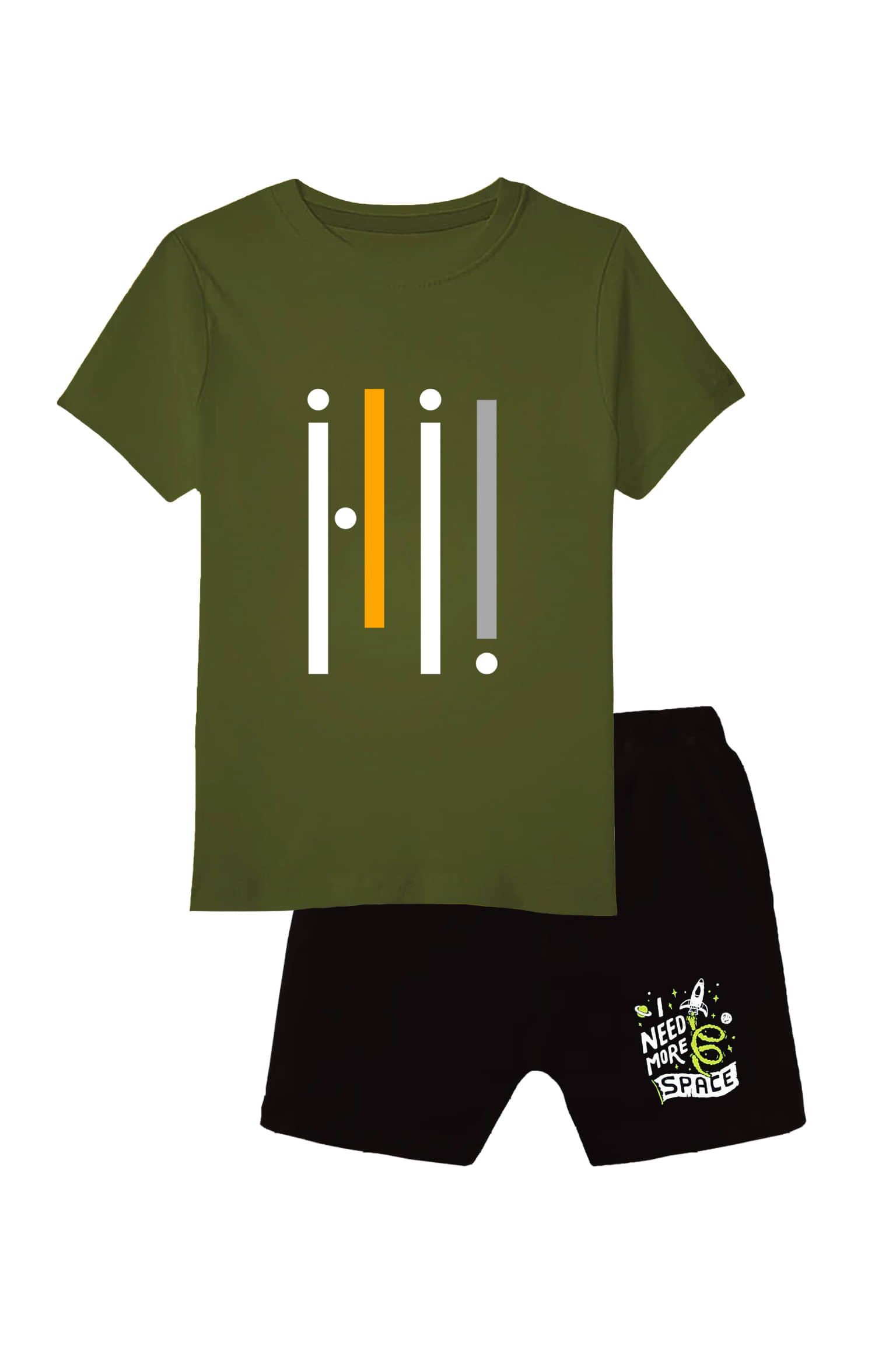 COOLTEES4U Pack of 1 Boys Cotton T-Shirt & Shorts Set ( Green )