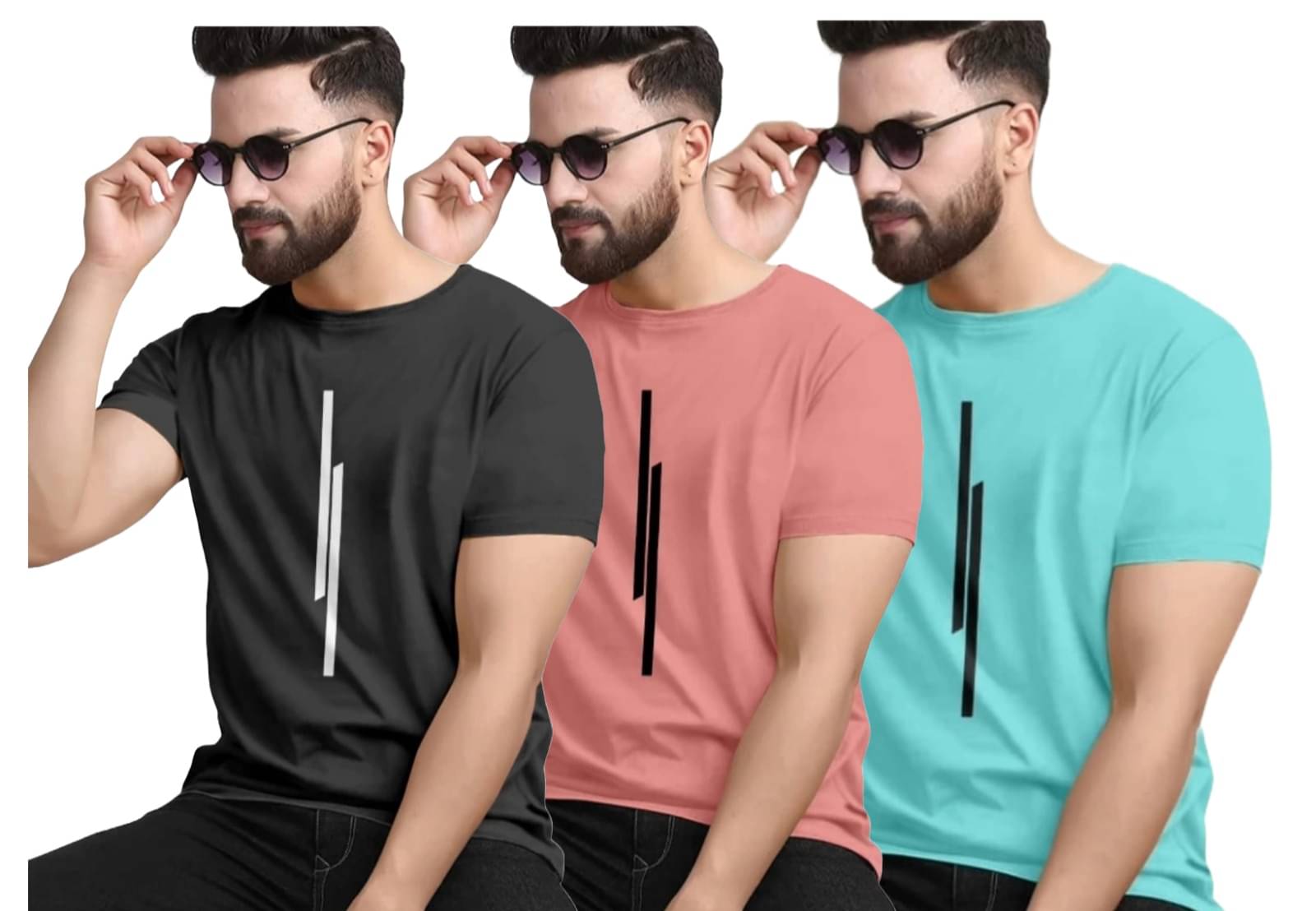     			Cootees Polyester Regular Fit Printed Half Sleeves Men's Round T-Shirt - Multicolor ( Pack of 3 )