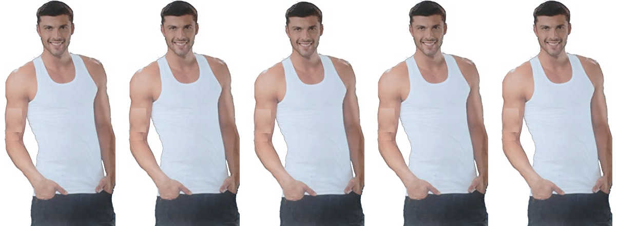 D1 DIFFERENT ONE Pack of 5 Cotton Basic Vest For Men ( White ) D1 DIFFERENT ONE Pack of 5 Cotton Basic Vest For Men ( White )