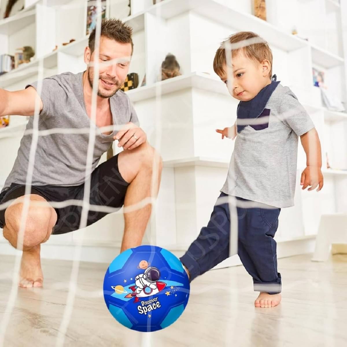     			DENFE  Football for Kids – 9 Inch Colorful Space Football Sports Toy – Extra Grip Silicone Rubber Beach Ball Sports Outdoor Game, Inflatable Ball for Kids Boys 3+ Years (Pack of 1) (Blue)