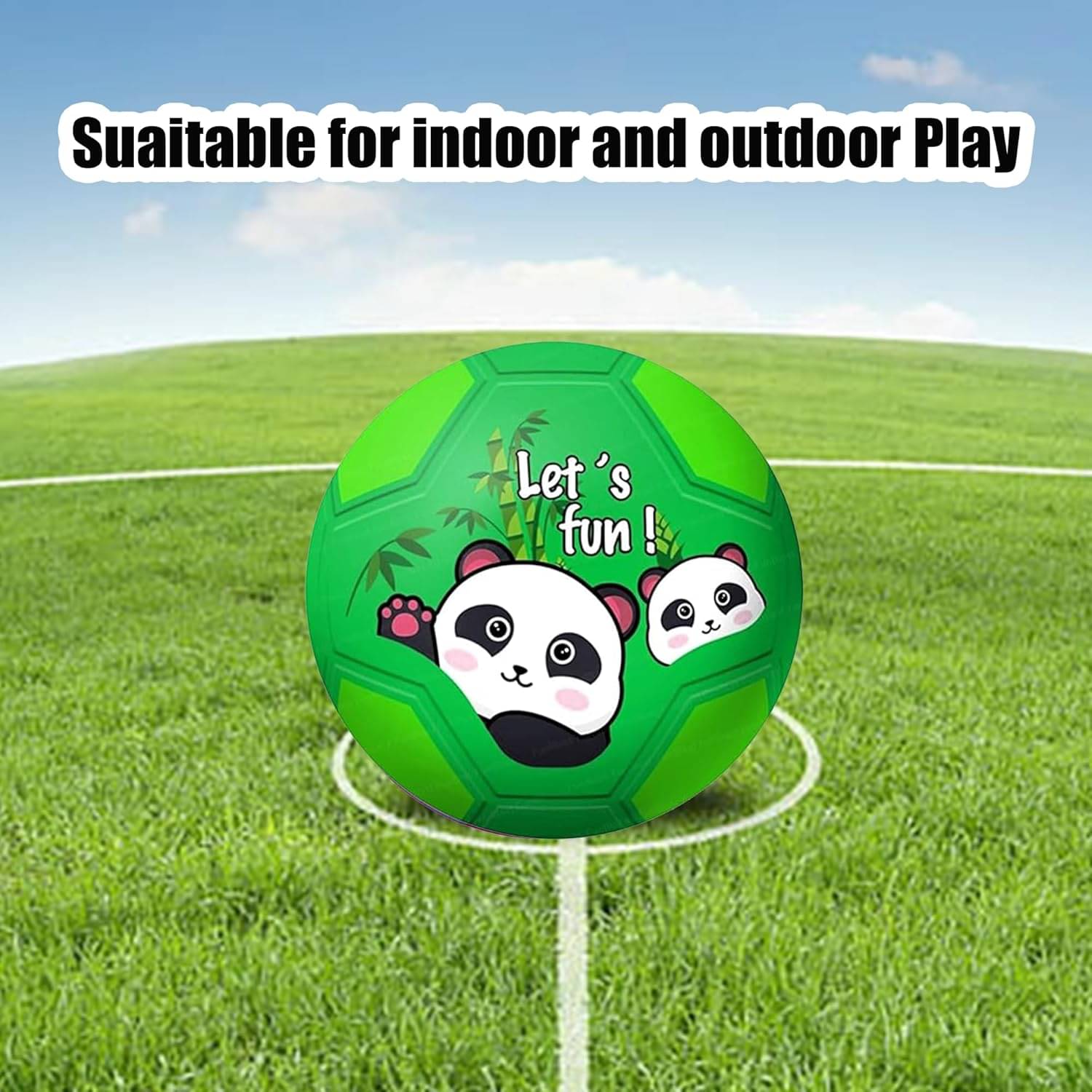    			DENFE  Football for Kids - 9 Inches Colorful Panda Football Sports Toy - Extra Grip Silicon Rubber Beach Ball Sports Outdoor Game, Inflatable Ball for Kids Boys 3+ Years (Pack of 1) (Green)