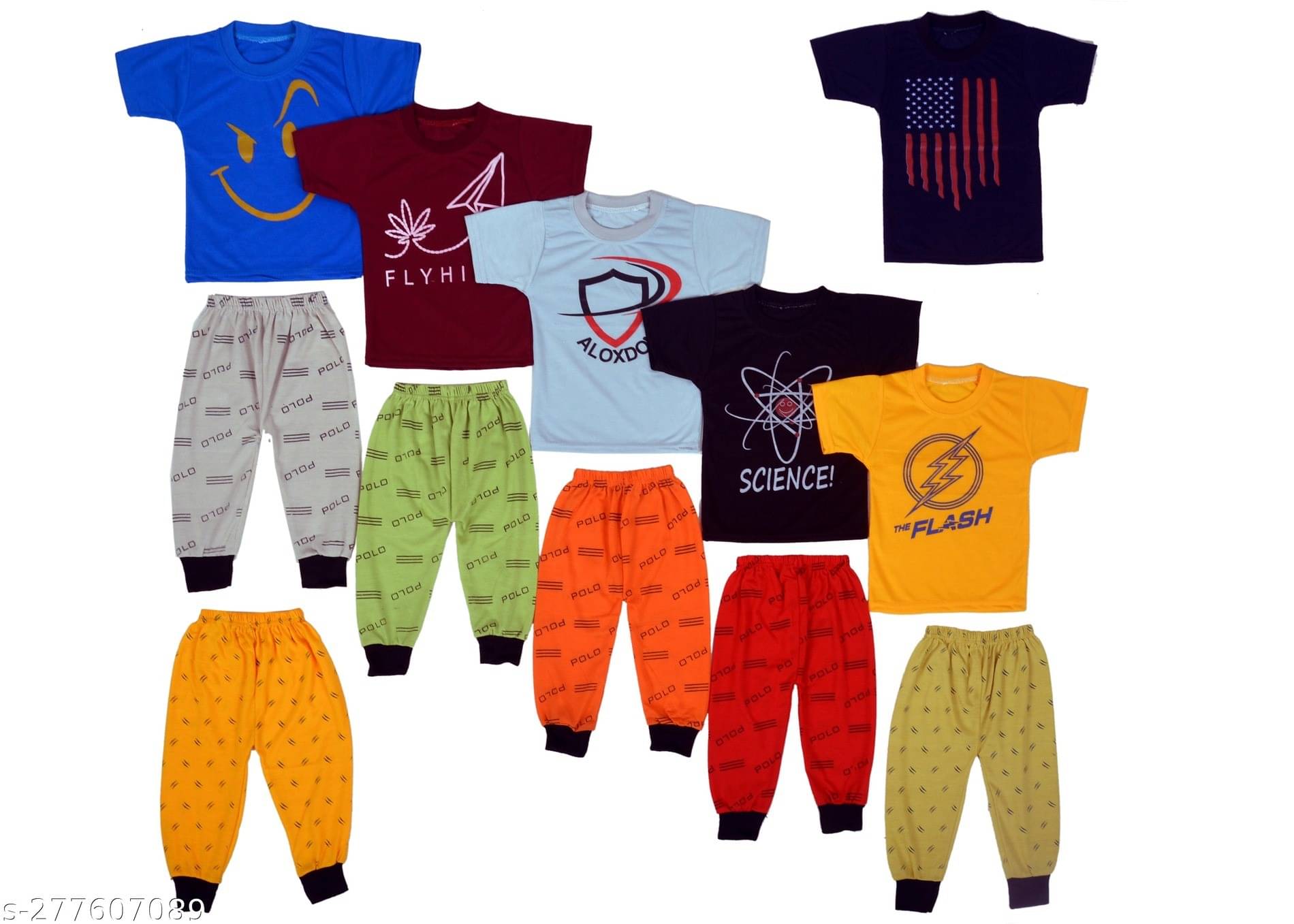 DIAMOND EXPORTER Pack of 6 Baby Boys Cotton Blend T-Shirt & Pants Set ( Multicolor ) DIAMOND EXPORTER Pack of 6 Baby Boys Cotton Blend T-Shirt & Pants Set ( Multicolor )