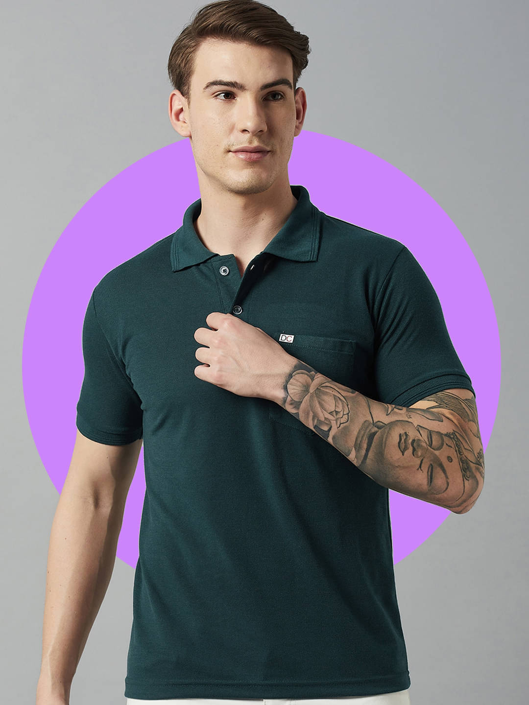 DISTORTION CREW Pack of 1 Cotton Blend Regular Fit Solid Half Sleeves Men's Polo T Shirt ( Green ) DISTORTION CREW Pack of 1 Cotton Blend Regular Fit Solid Half Sleeves Men's Polo T Shirt ( Green )
