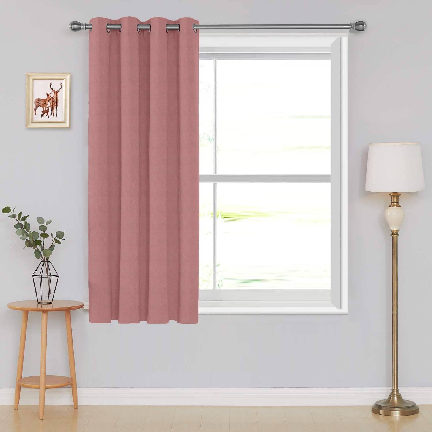     			DIVINE CASA Solid Blackout Eyelet Curtain 5 ft ( Pack of 1 ) - Pink