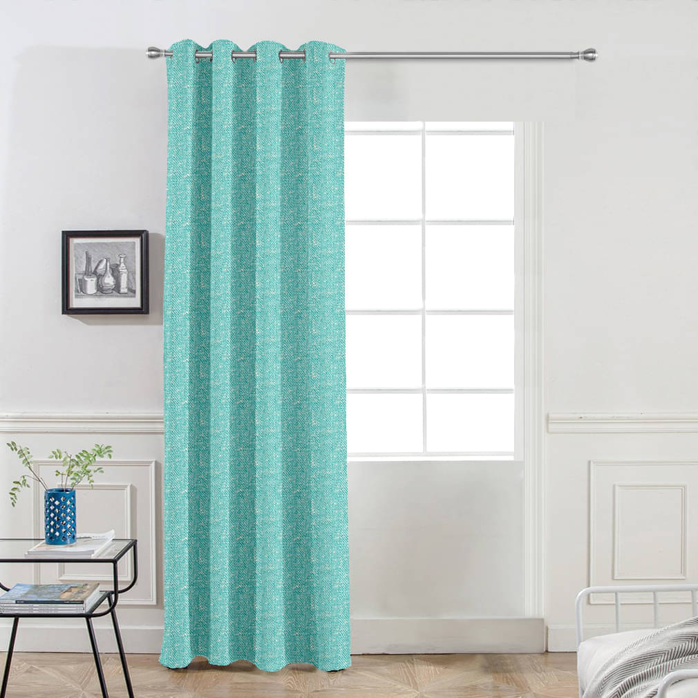 DIVINE CASA Textured Blackout Eyelet Curtain 7 ft ( Pack of 1 ) - Green DIVINE CASA Textured Blackout Eyelet Curtain 7 ft ( Pack of 1 ) - Green