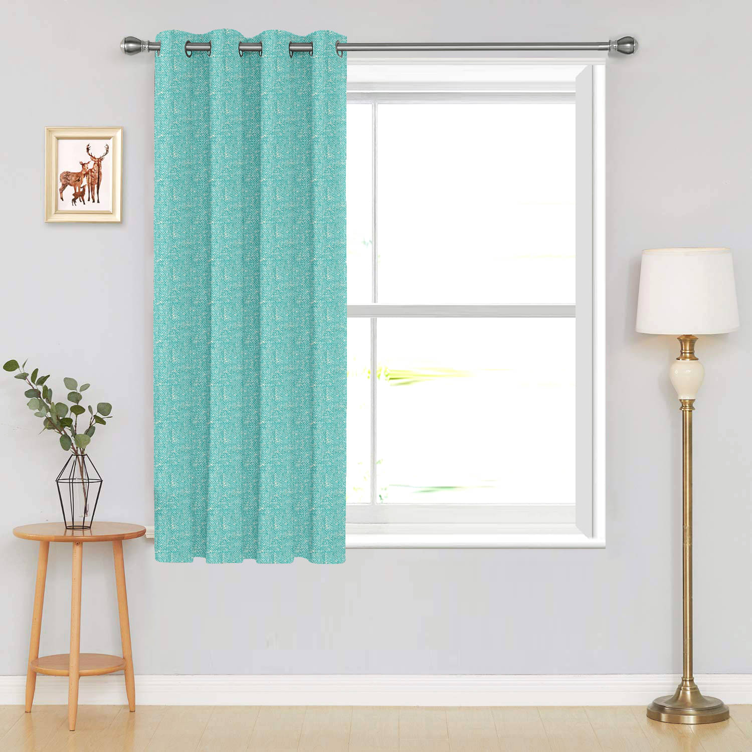 DIVINE CASA Textured Blackout Eyelet Curtain 5 ft ( Pack of 1 ) - Green DIVINE CASA Textured Blackout Eyelet Curtain 5 ft ( Pack of 1 ) - Green
