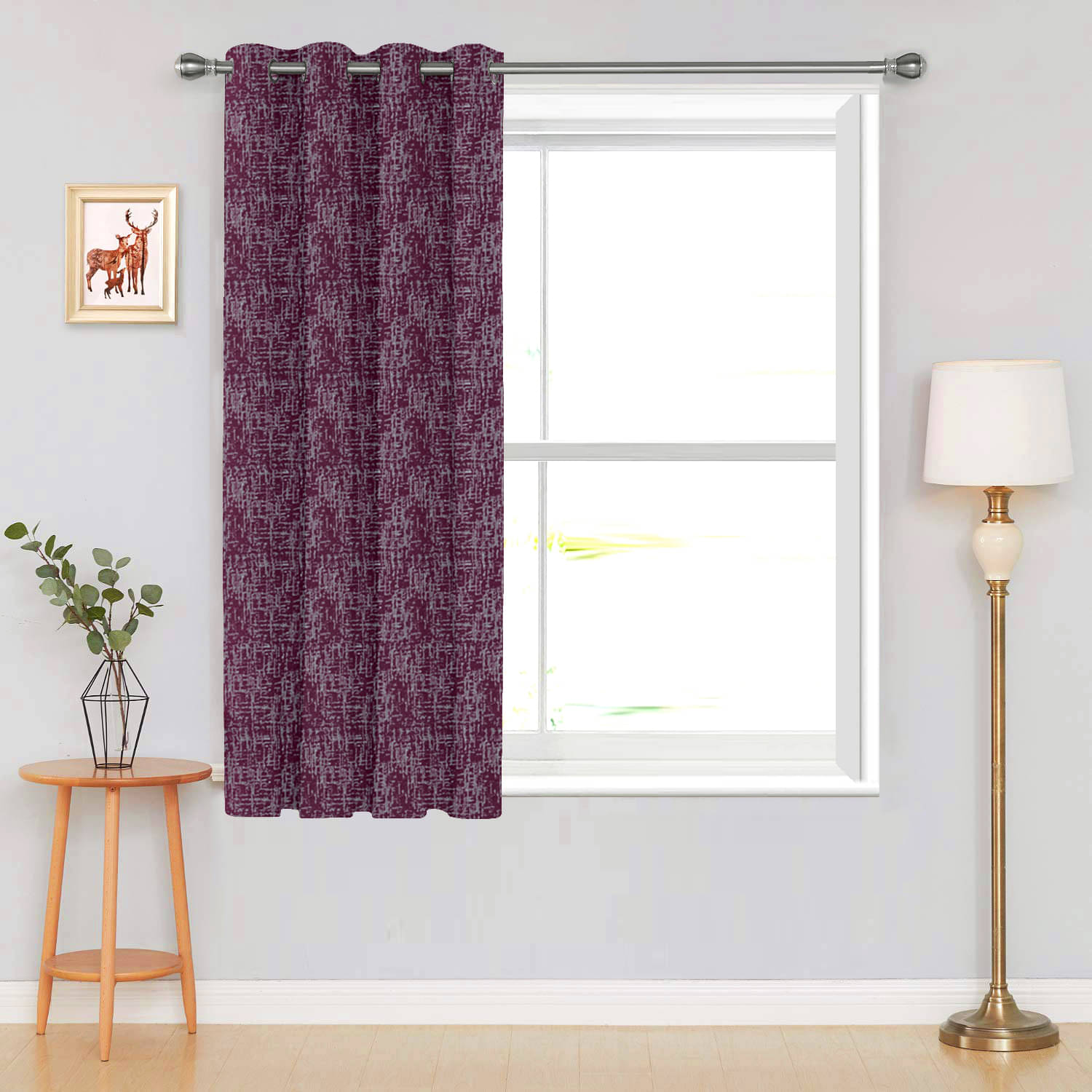     			DIVINE CASA Textured Semi-Transparent Eyelet Curtain 5 ft ( Pack of 1 ) - Red