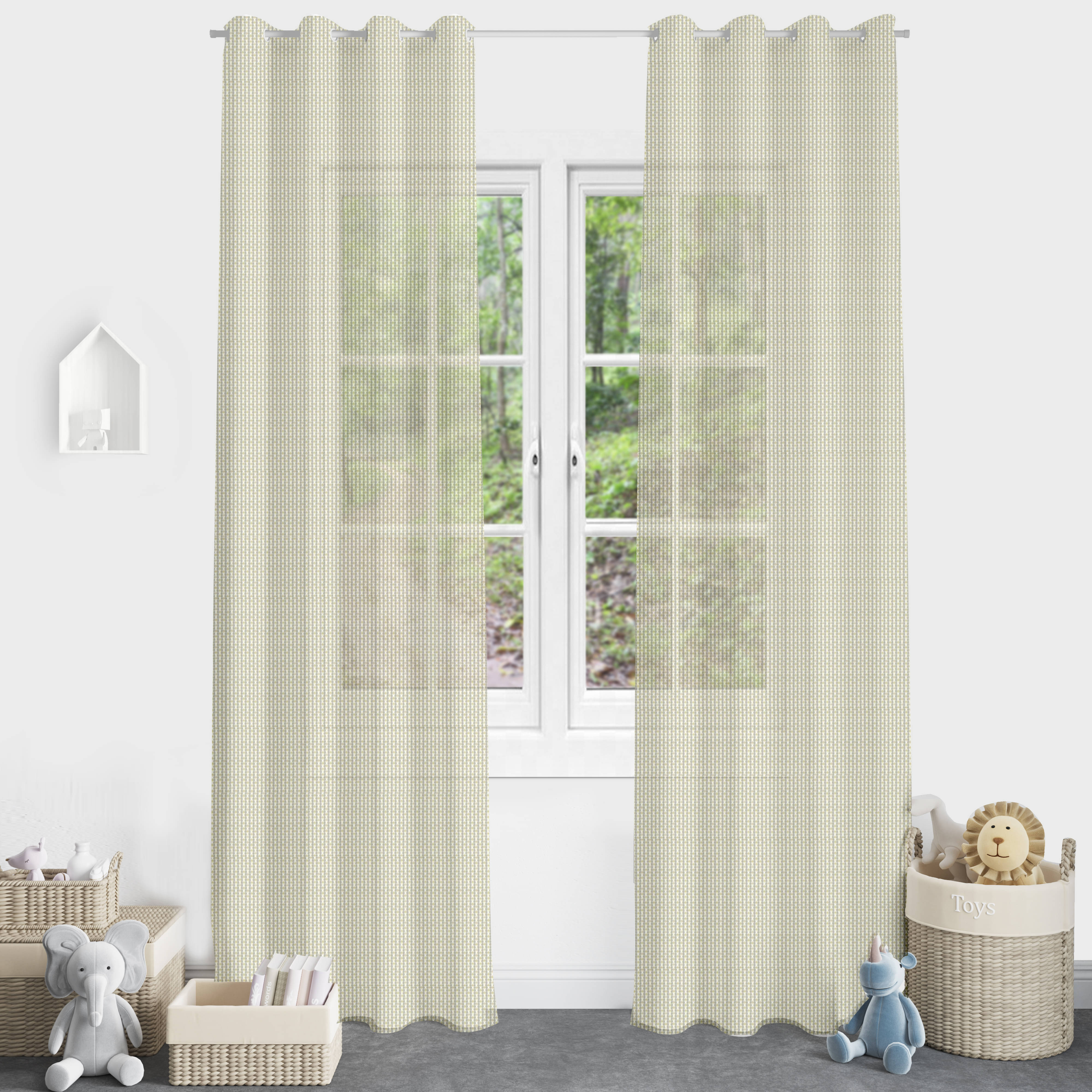 DIVINE CASA Textured Sheer Eyelet Curtain 7 ft ( Pack of 1 ) - White DIVINE CASA Textured Sheer Eyelet Curtain 7 ft ( Pack of 1 ) - White