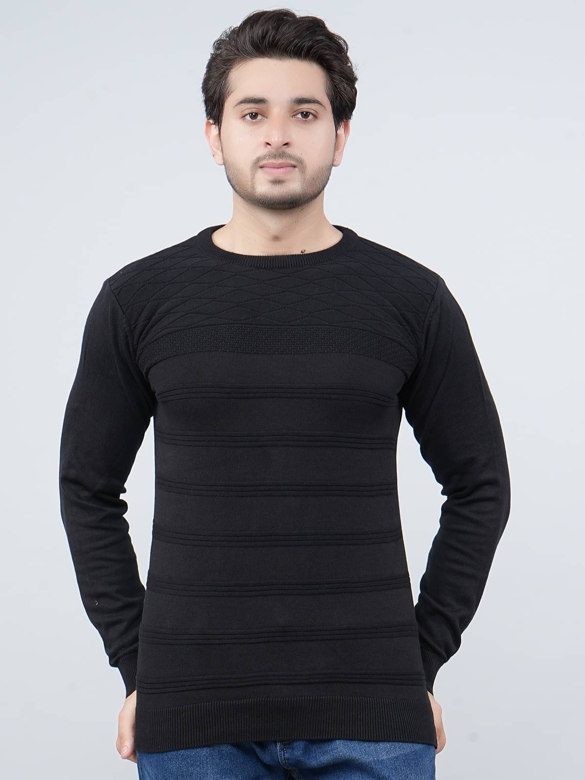 FEVERFEW Cotton Blend Round Neck Men's Full Sleeves Pullover Sweater - Black ( Pack of 1 ) FEVERFEW Cotton Blend Round Neck Men's Full Sleeves Pullover Sweater - Black ( Pack of 1 )