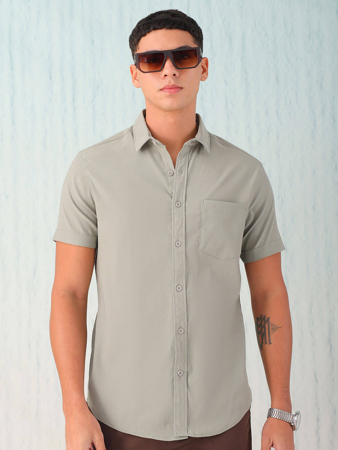     			HARDSODA 100% Cotton Regular Fit Solids Half Sleeves Men's Casual Shirt - Green ( Pack of 1 )