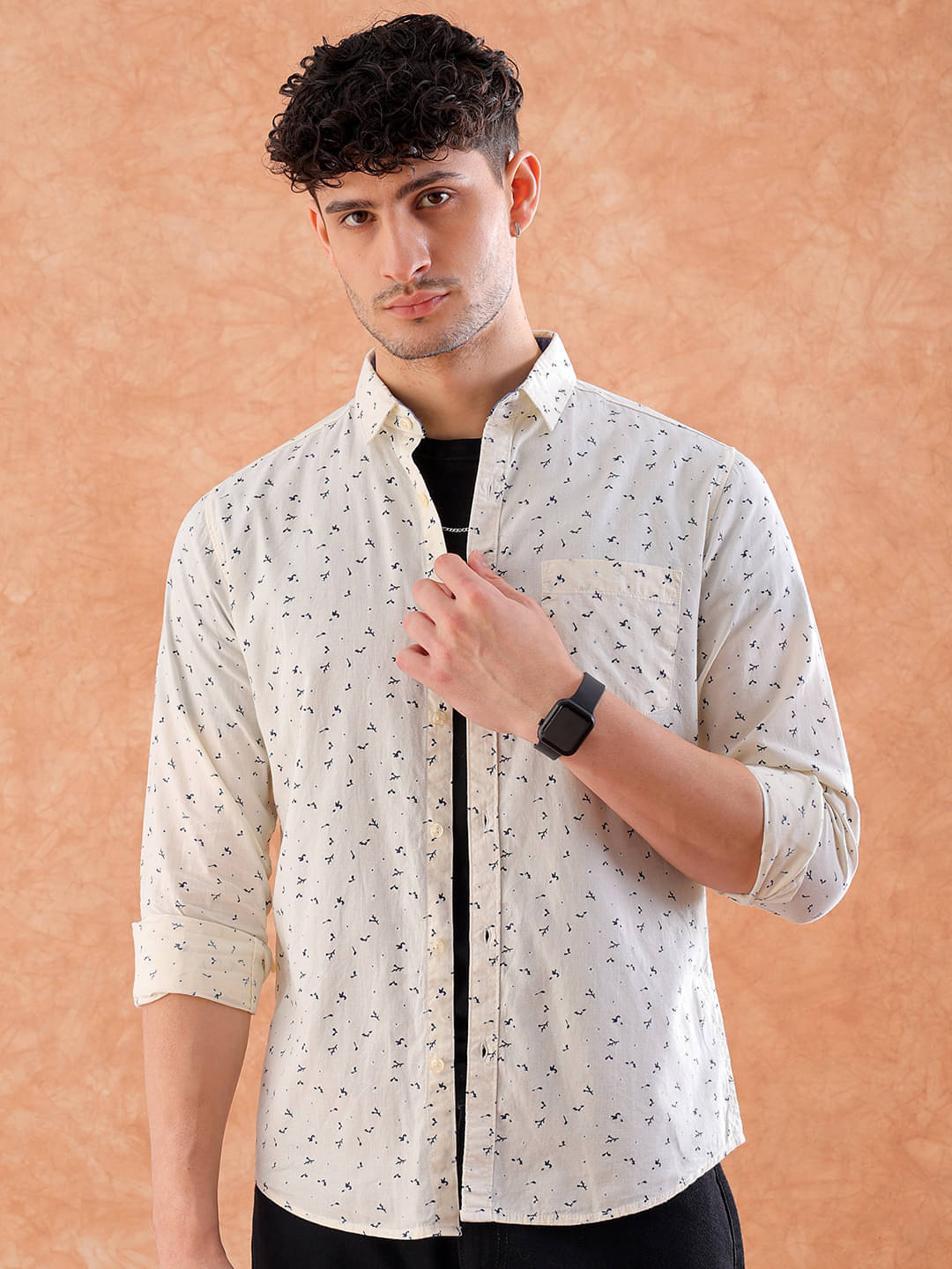     			HARDSODA 100% Cotton Regular Fit Printed Full Sleeves Men's Casual Shirt - Cream ( Pack of 1 )