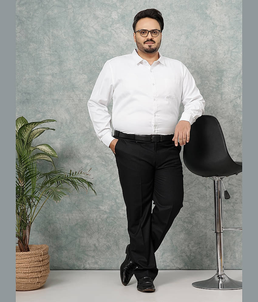 HARDSODA Poly Cotton Regular Fit Full Sleeves Men's Formal Shirt - White ( Pack of 1 )