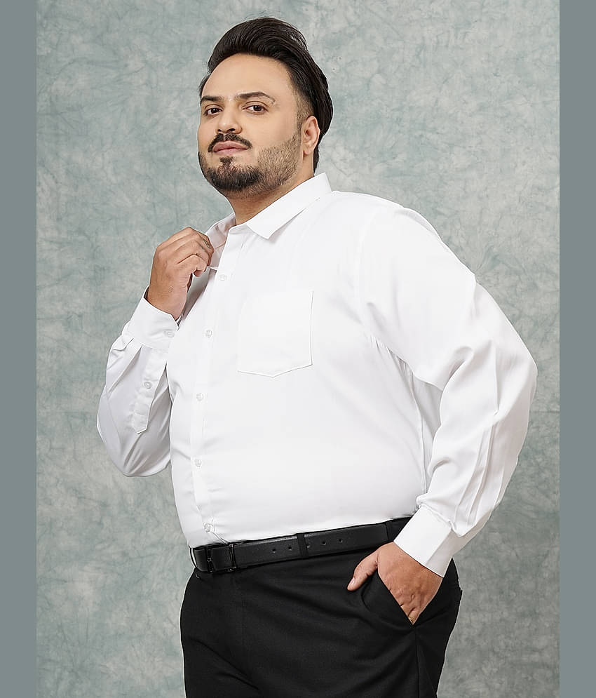 HARDSODA Poly Cotton Regular Fit Full Sleeves Men's Formal Shirt - White ( Pack of 1 )