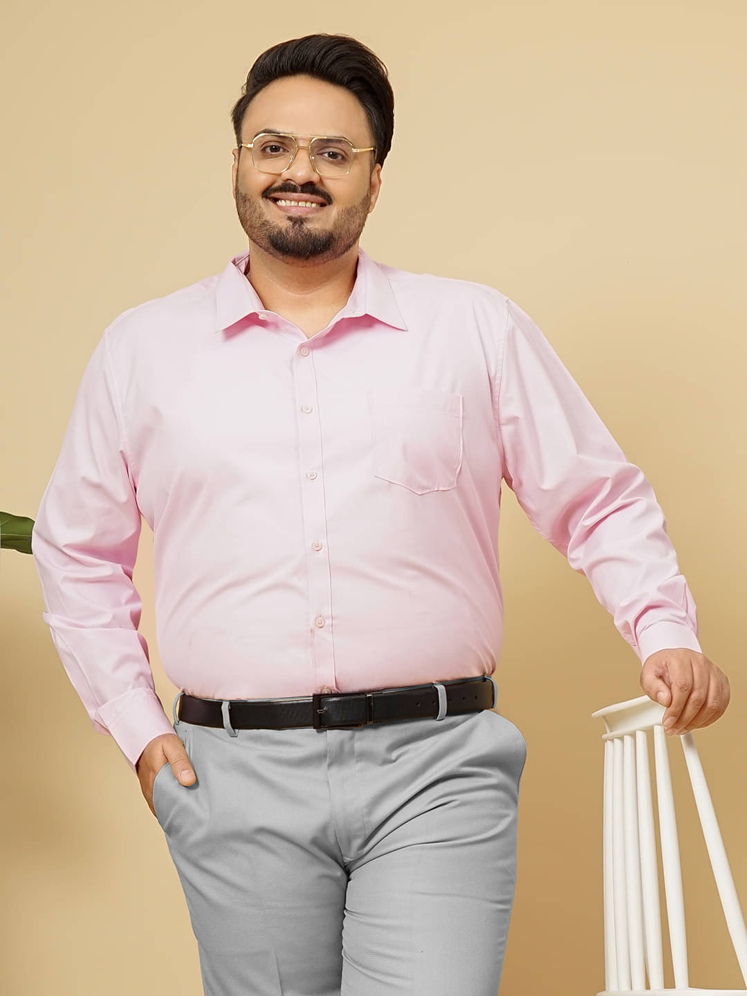     			HARDSODA Poly Cotton Regular Fit Full Sleeves Men's Formal Shirt - Pink ( Pack of 1 )