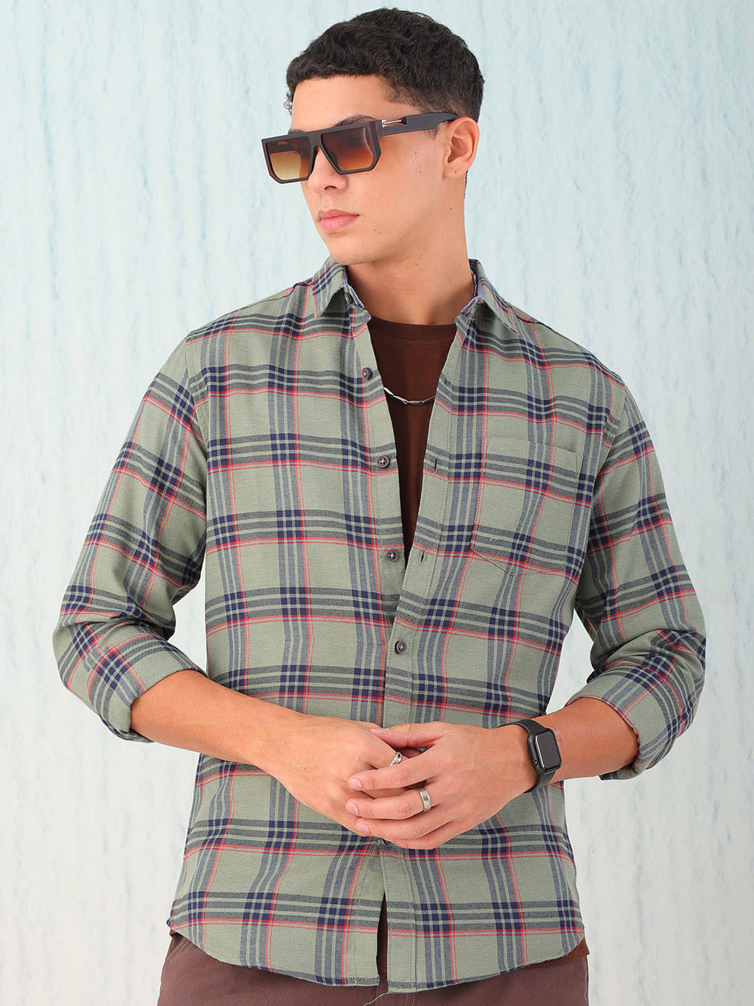     			HARDSODA Poly Cotton Regular Fit Checks Full Sleeves Men's Casual Shirt - Green ( Pack of 1 )