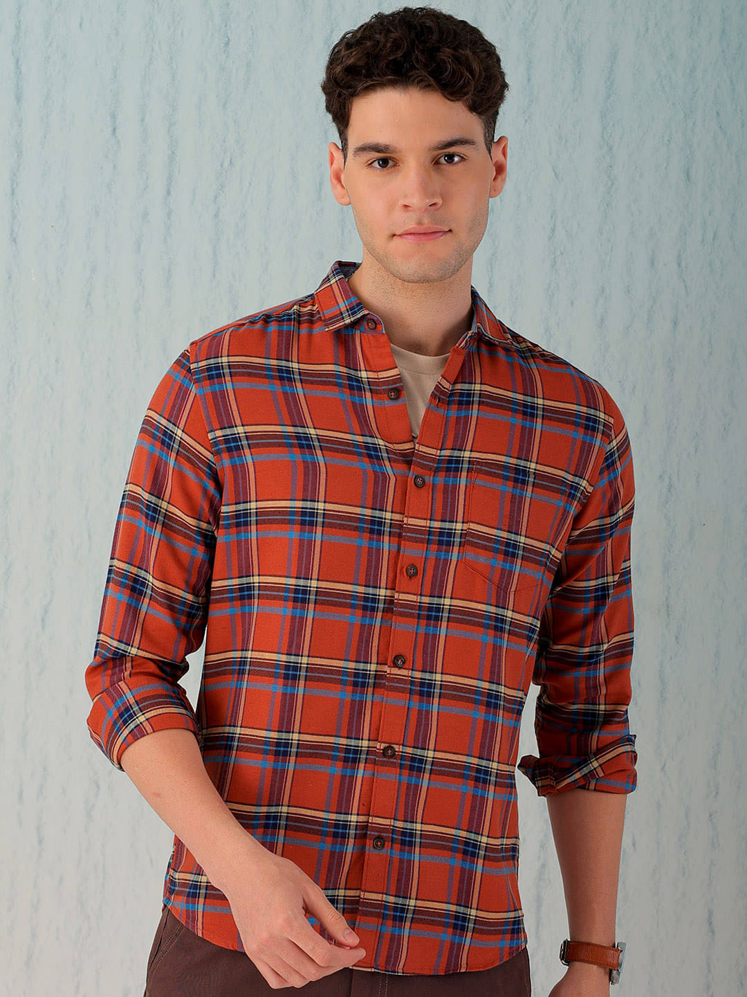HARDSODA Polyester Regular Fit Checks Full Sleeves Men's Casual Shirt - Rust ( Pack of 1 ) HARDSODA Polyester Regular Fit Checks Full Sleeves Men's Casual Shirt - Rust ( Pack of 1 )