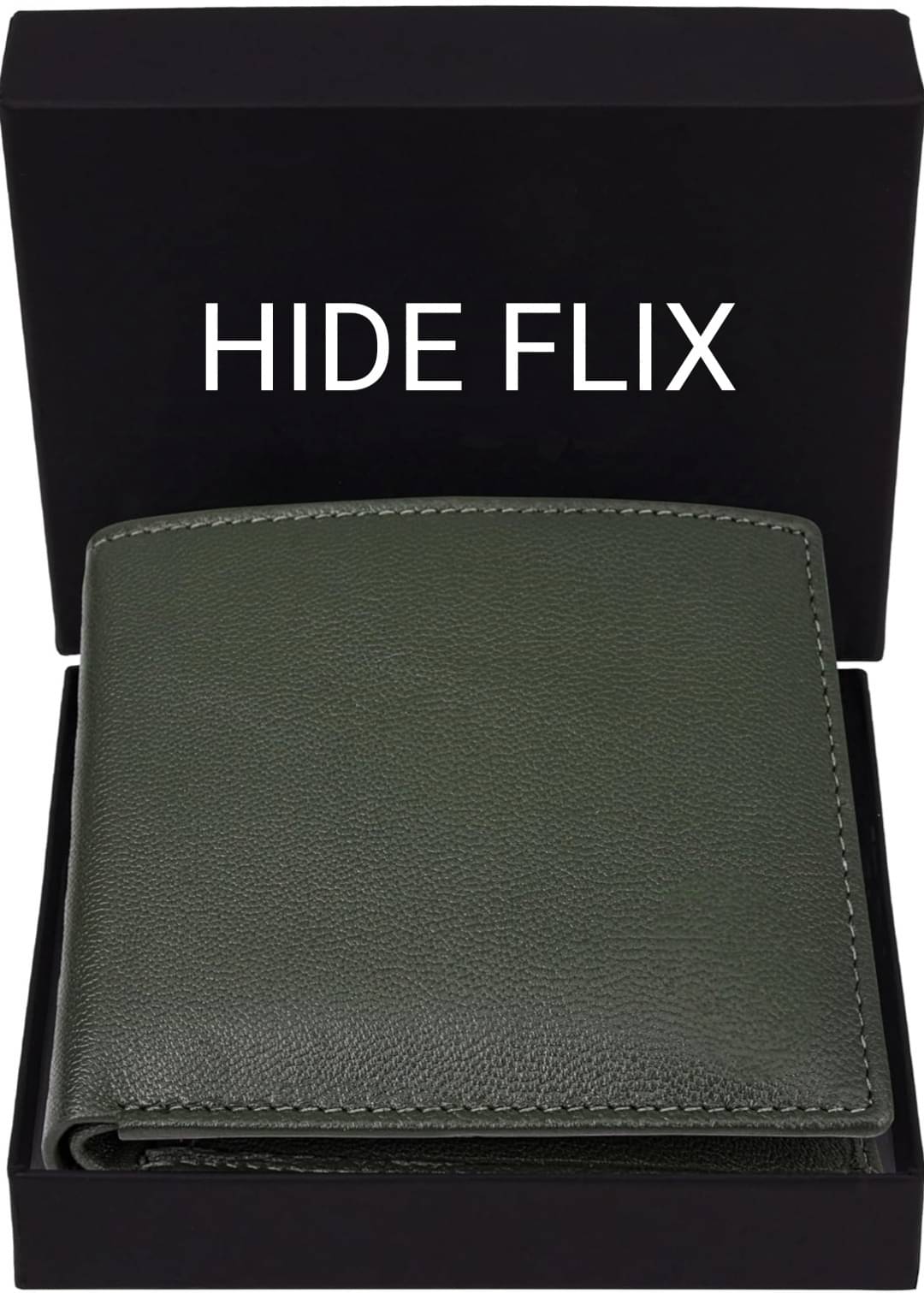     			HIDEFLIX Leather Solid Men's Regular Wallet With 8 Slots For Card ( Green , Pack of 1 )