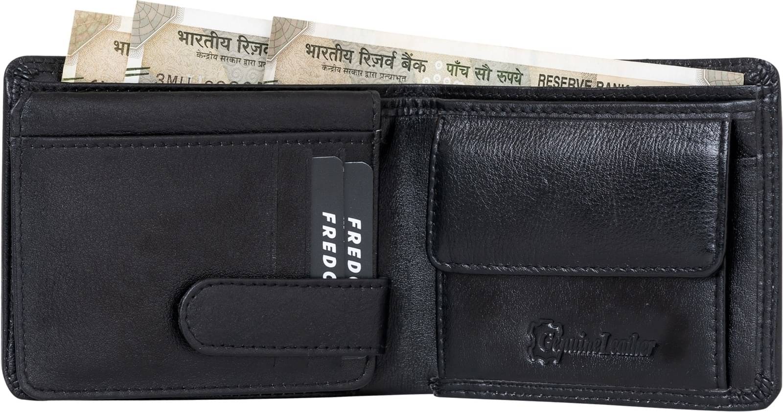     			HIDEFLIX Leather Solid Men's Regular Wallet With 5 Slots For Card ( Black , Pack of 1 )