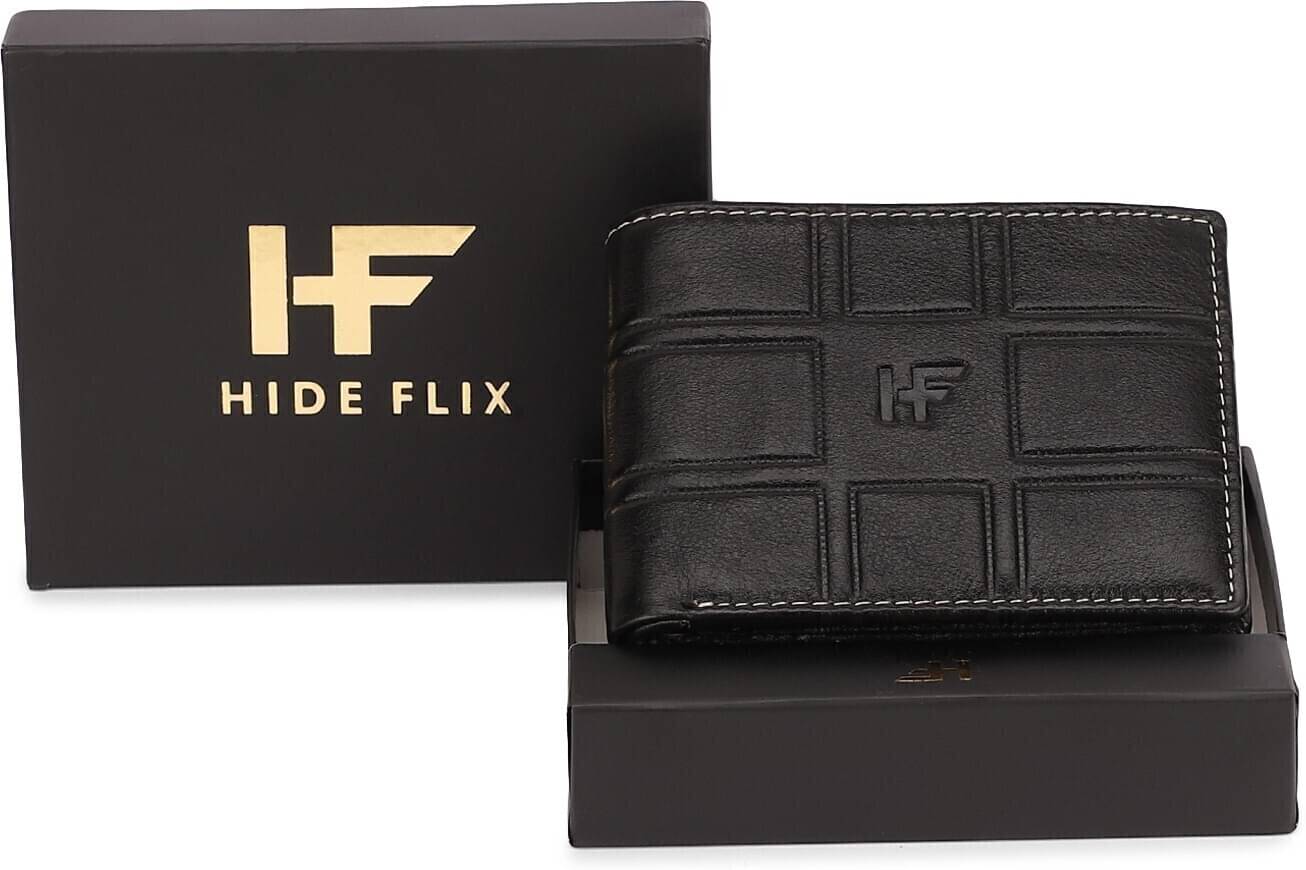     			HIDEFLIX Leather Solid Men's Regular Wallet With 5 Slots For Card ( Black , Pack of 1 )