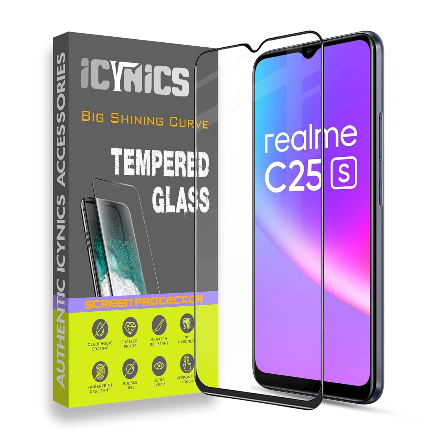     			Icynics Tempered Glass Compatible For Realme C25s ( Pack of 1 )