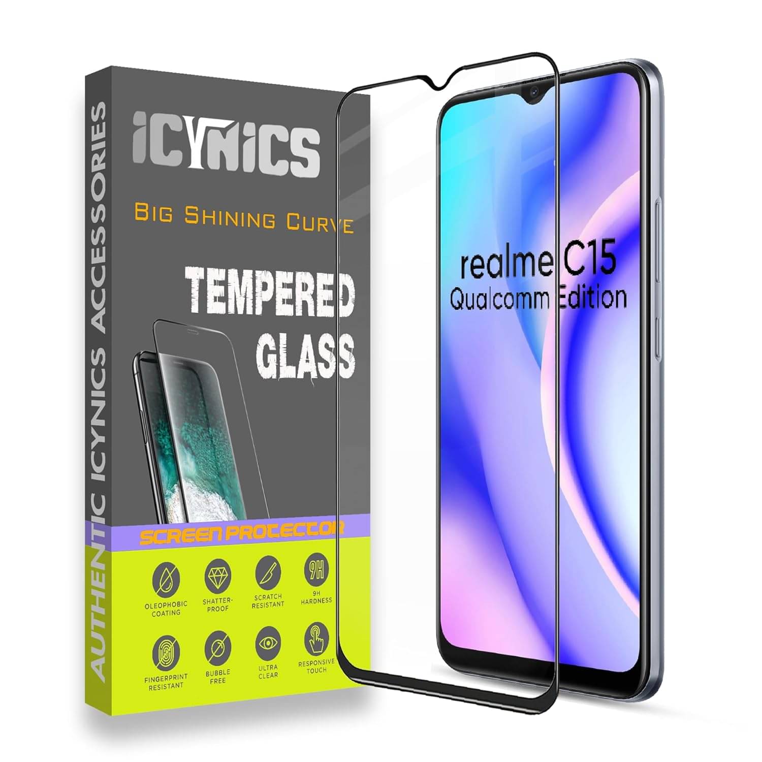     			Icynics Tempered Glass Compatible For Realme C15 Qualcomm Edition ( Pack of 1 )