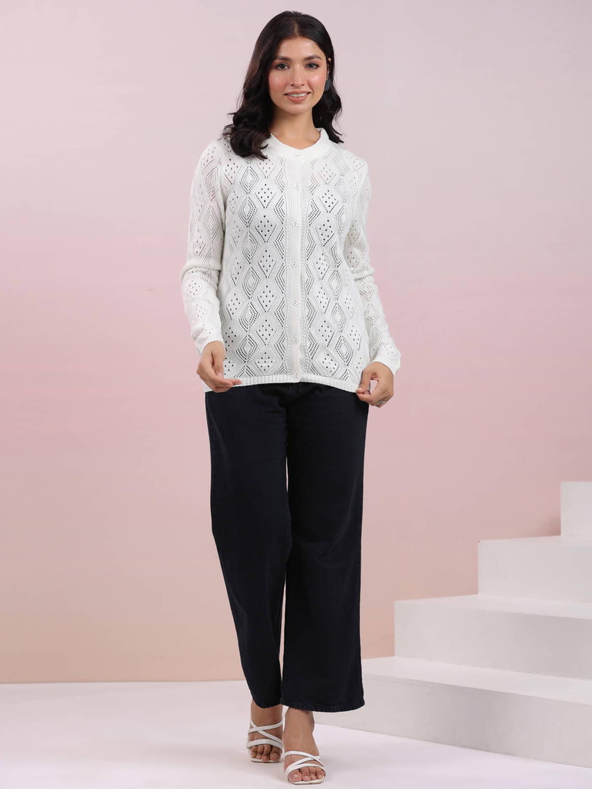 Janasya Woollen Women's Shrugs - Off White ( Single )     			Janasya Woollen Women's Shrugs - Off White ( Single )