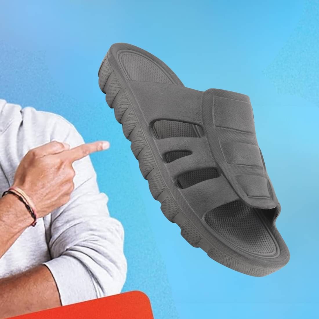     			Jootiyapa Grey Men's Slide Flip Flop