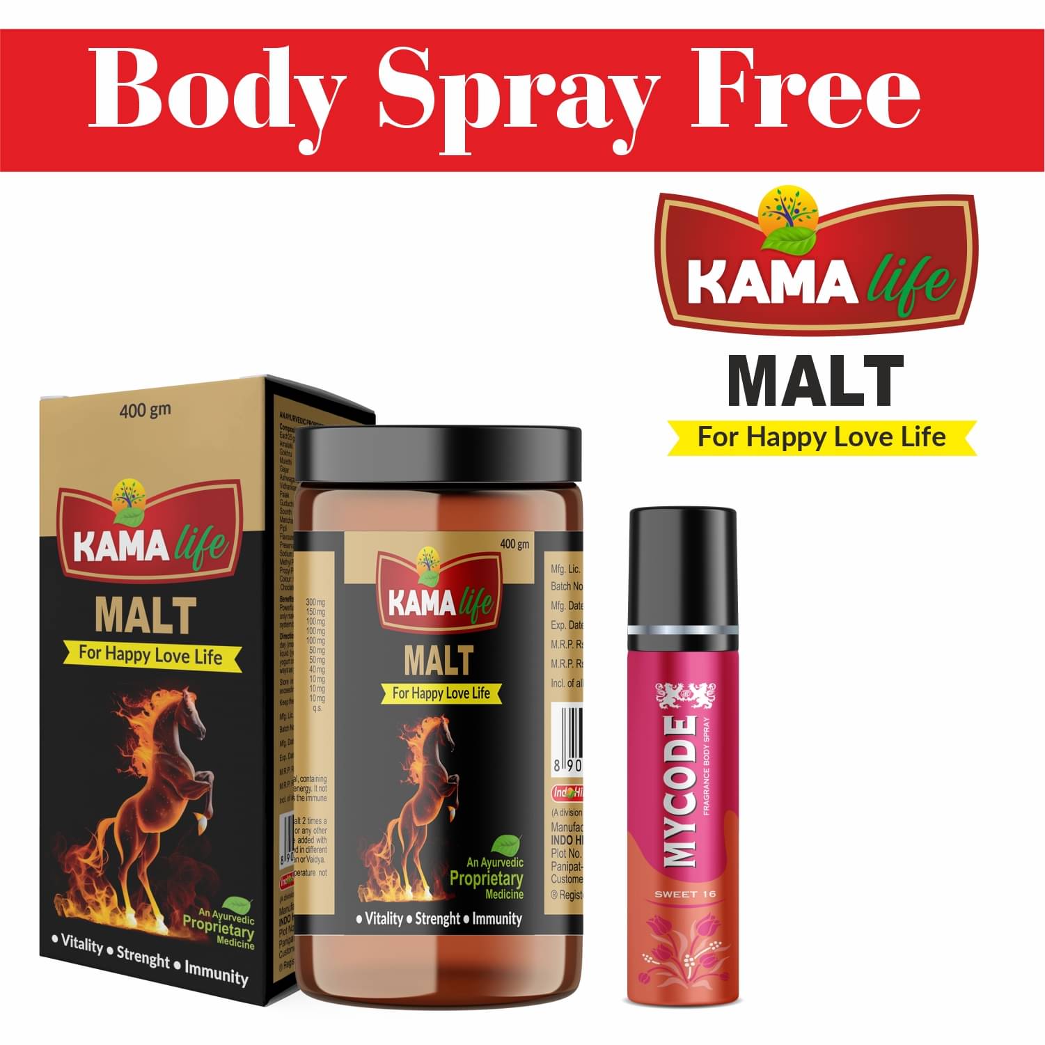 Kama Life Malt 400gm For Happy Love Life And Crazy Girl Perfume Free     			Kama Life Malt 400gm For Happy Love Life And Crazy Girl Perfume Free