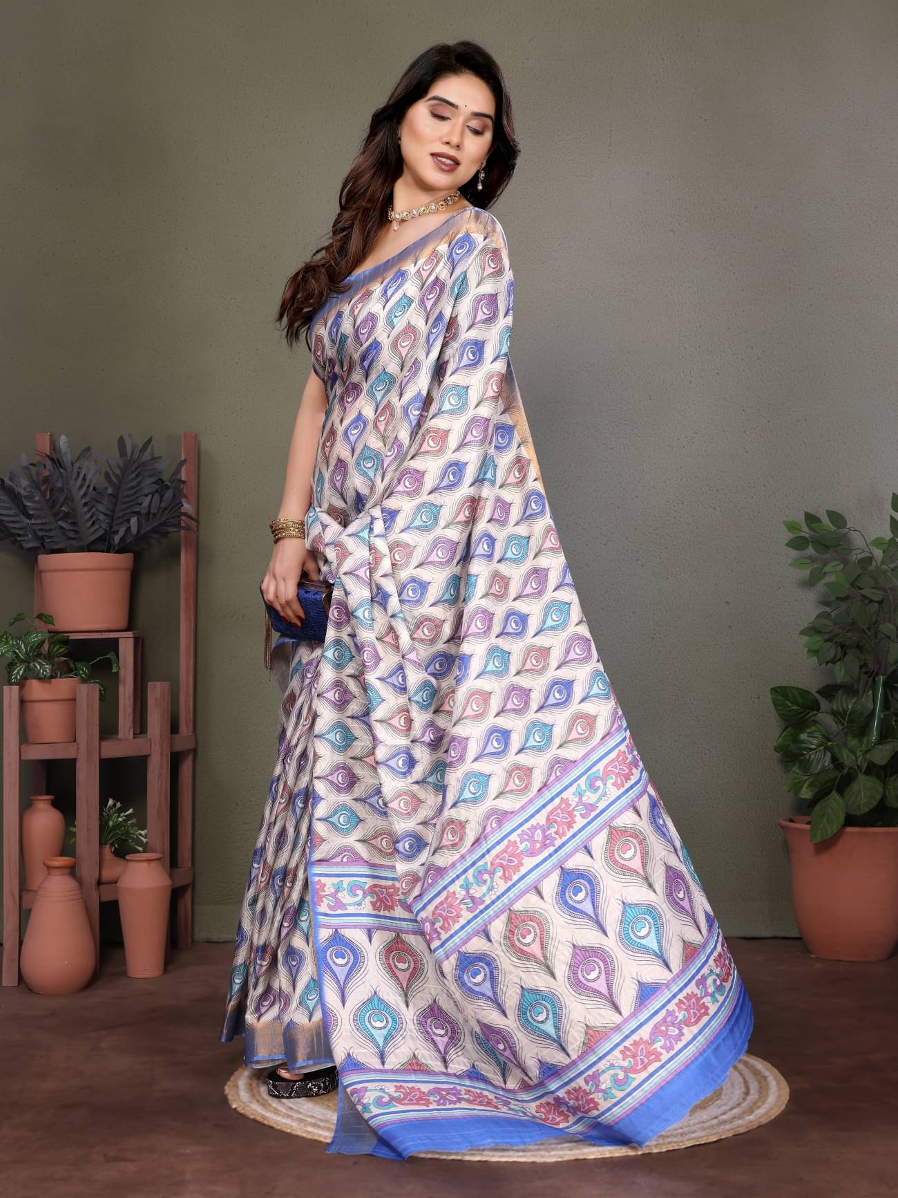 NightBlue Cotton Printed Saree With Unstitched Blouse Piece ( Light Blue ) NightBlue Cotton Printed Saree With Unstitched Blouse Piece ( Light Blue )