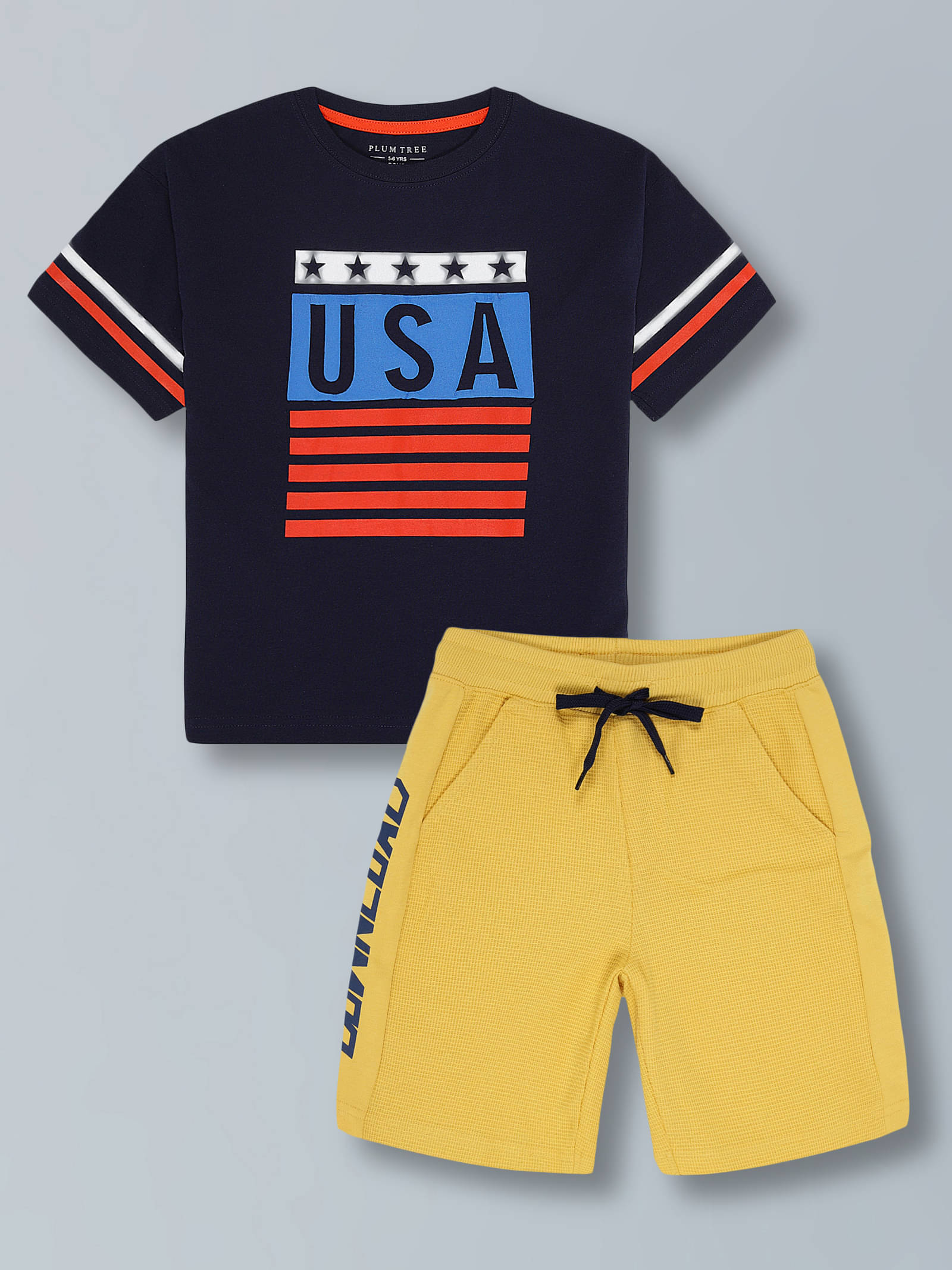     			PLUM TREE Pack of 1 Boys Cotton T-Shirt & Shorts Set ( Navy )
