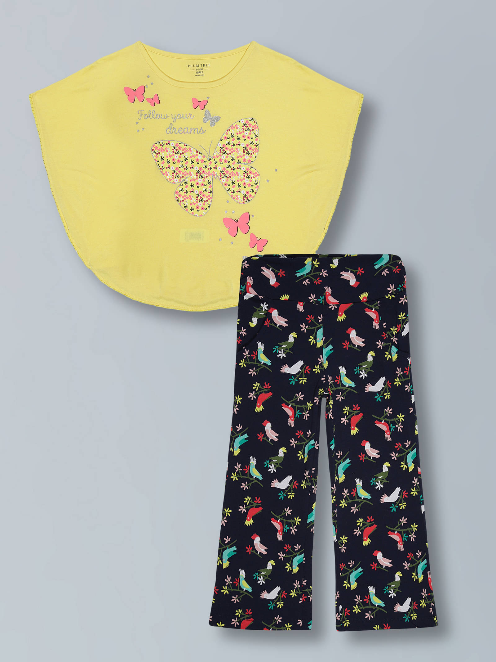     			PLUM TREE Pack of 1 Girls Cotton Top With Pants ( Yellow )