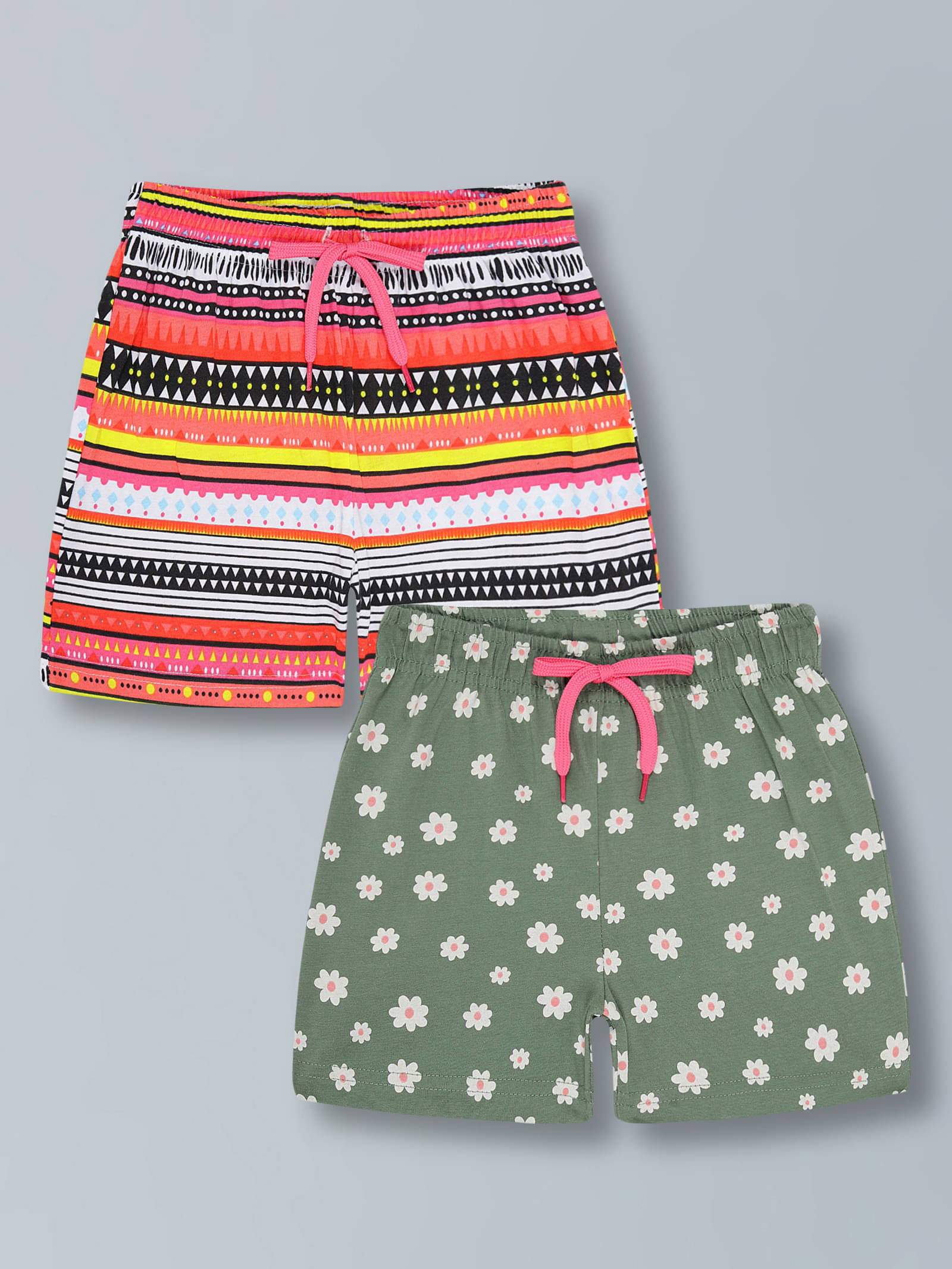     			PLUM TREE Pack of 2 Girls Cotton Shorts ( Green )
