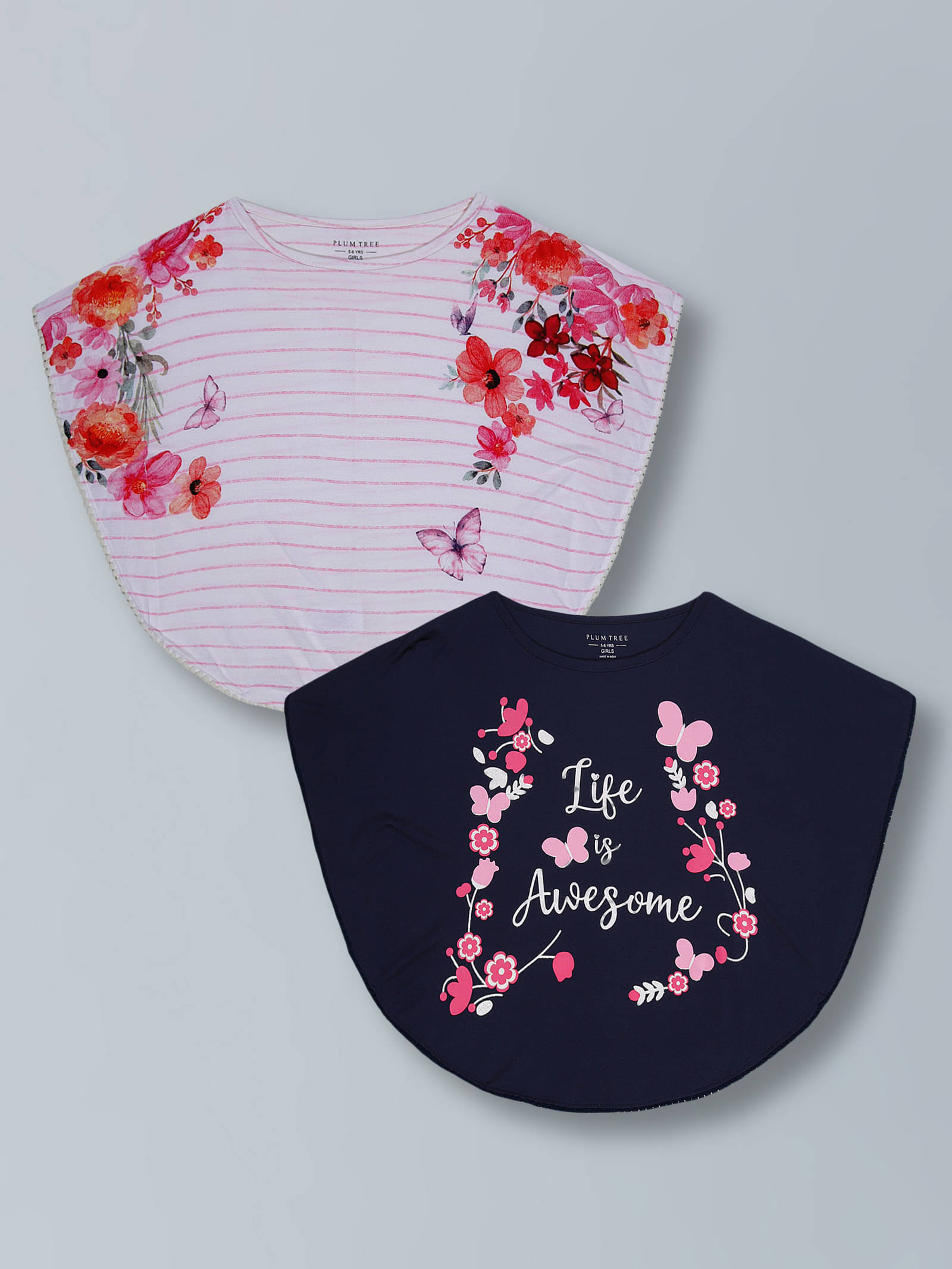     			PLUM TREE Pack of 2 Girls Viscose Top ( Off White )